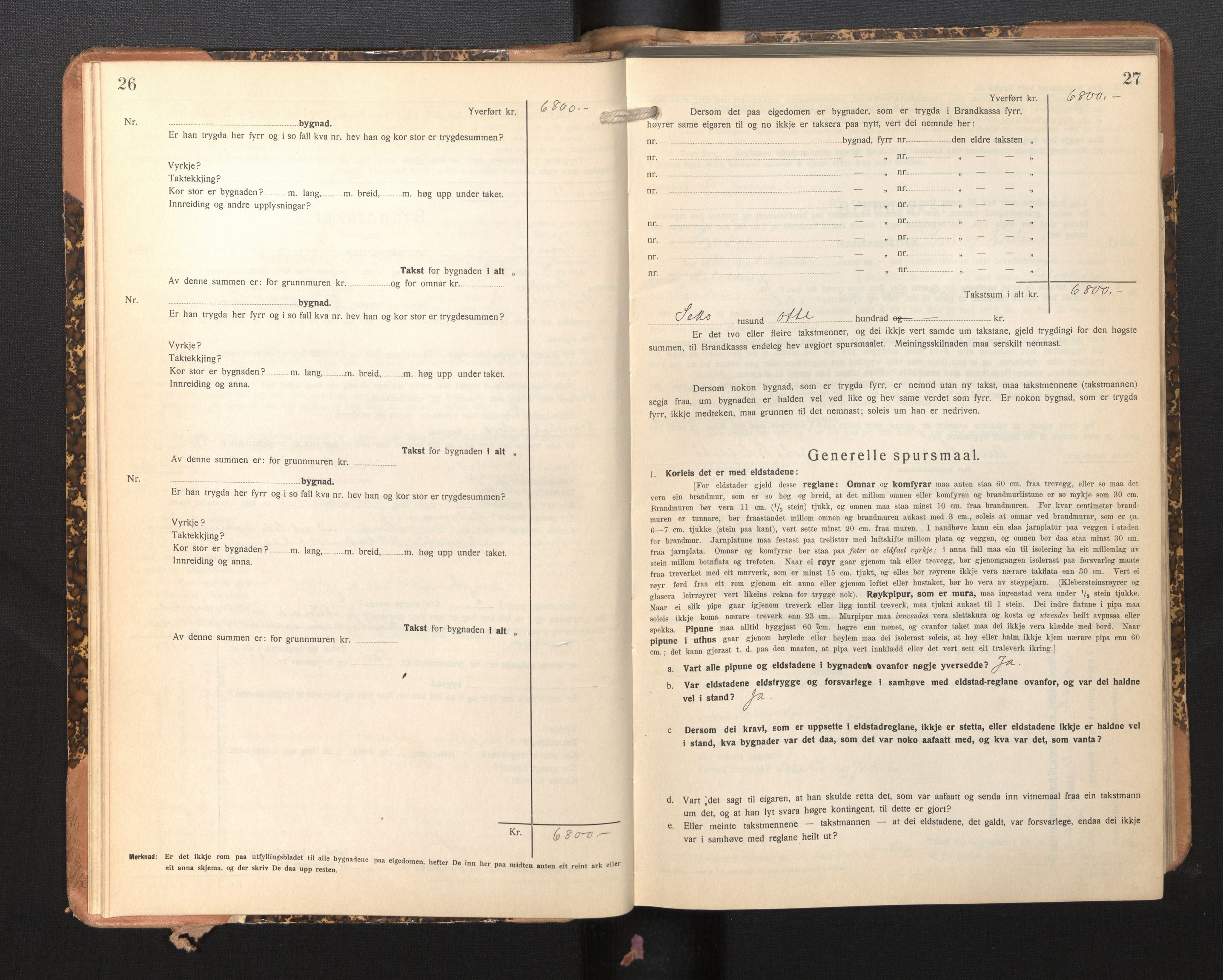 Lensmannen i Sogndal, AV/SAB-A-29901/0012/L0013: Branntakstprotokoll, skjematakst, 1931-1938, p. 26-27