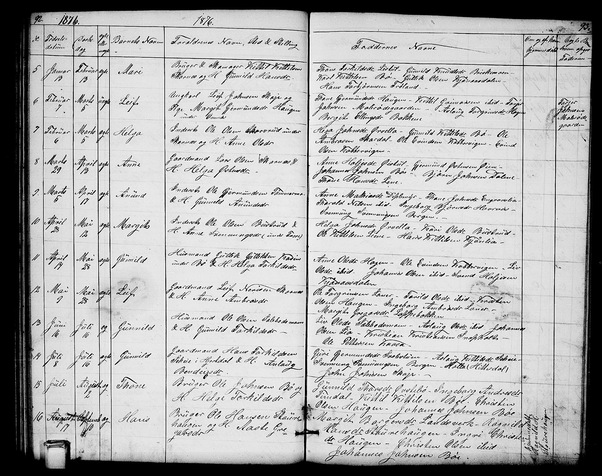Hjartdal kirkebøker, SAKO/A-270/G/Gb/L0002: Parish register (copy) no. II 2, 1854-1884, p. 92-93