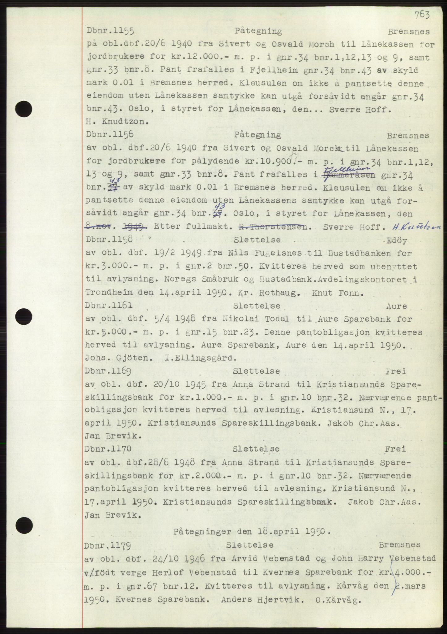 Nordmøre sorenskriveri, AV/SAT-A-4132/1/2/2Ca: Mortgage book no. C82b, 1946-1951, Diary no: : 1155/1950