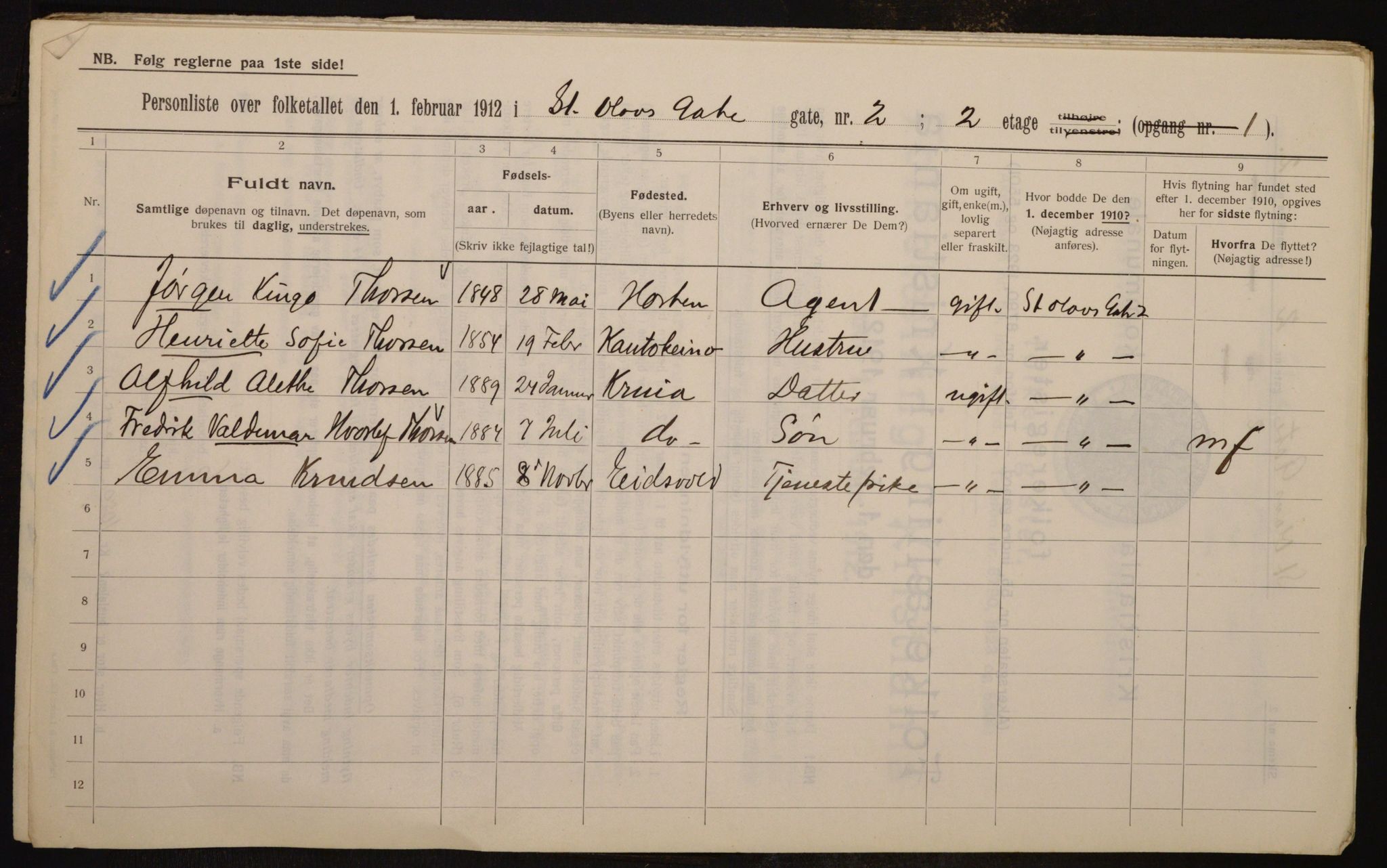 OBA, Municipal Census 1912 for Kristiania, 1912, p. 88192