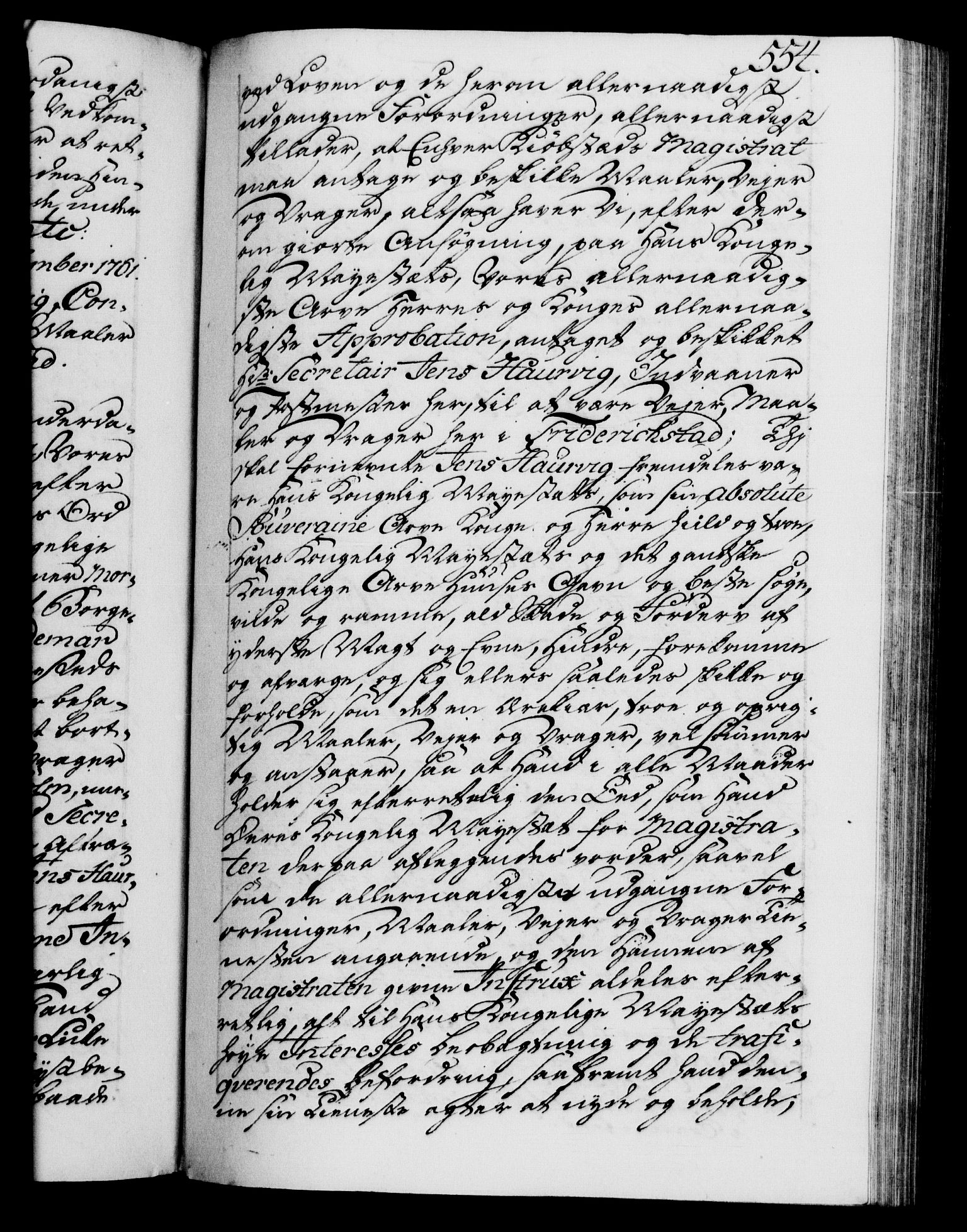 Danske Kanselli 1572-1799, AV/RA-EA-3023/F/Fc/Fca/Fcaa/L0041: Norske registre, 1760-1762, p. 554a