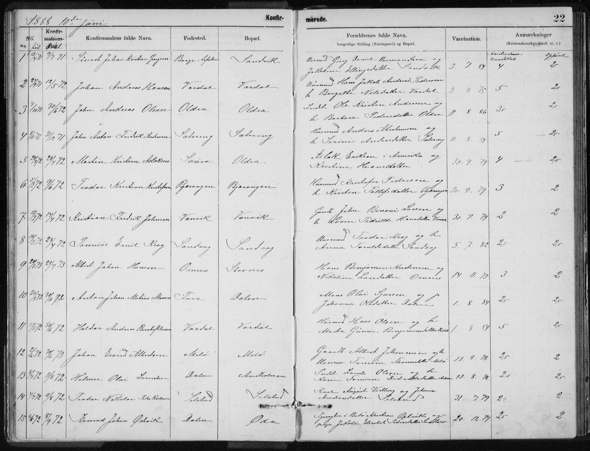 Ministerialprotokoller, klokkerbøker og fødselsregistre - Nordland, SAT/A-1459/843/L0637: Parish register (copy) no. 843C06, 1884-1908, p. 22