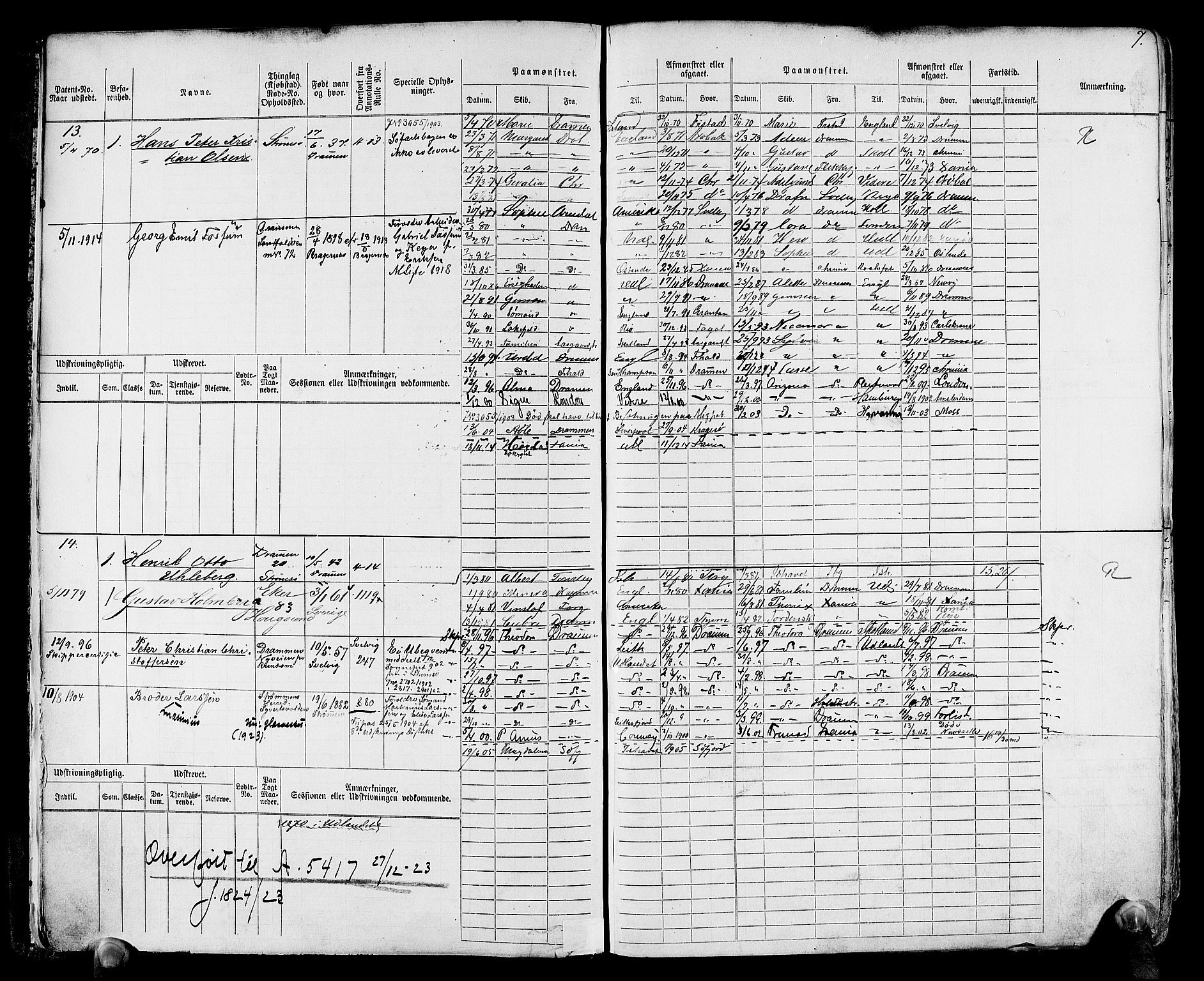 Drammen innrulleringsdistrikt, AV/SAKO-A-781/F/Fc/L0001: Hovedrulle, 1868, p. 9