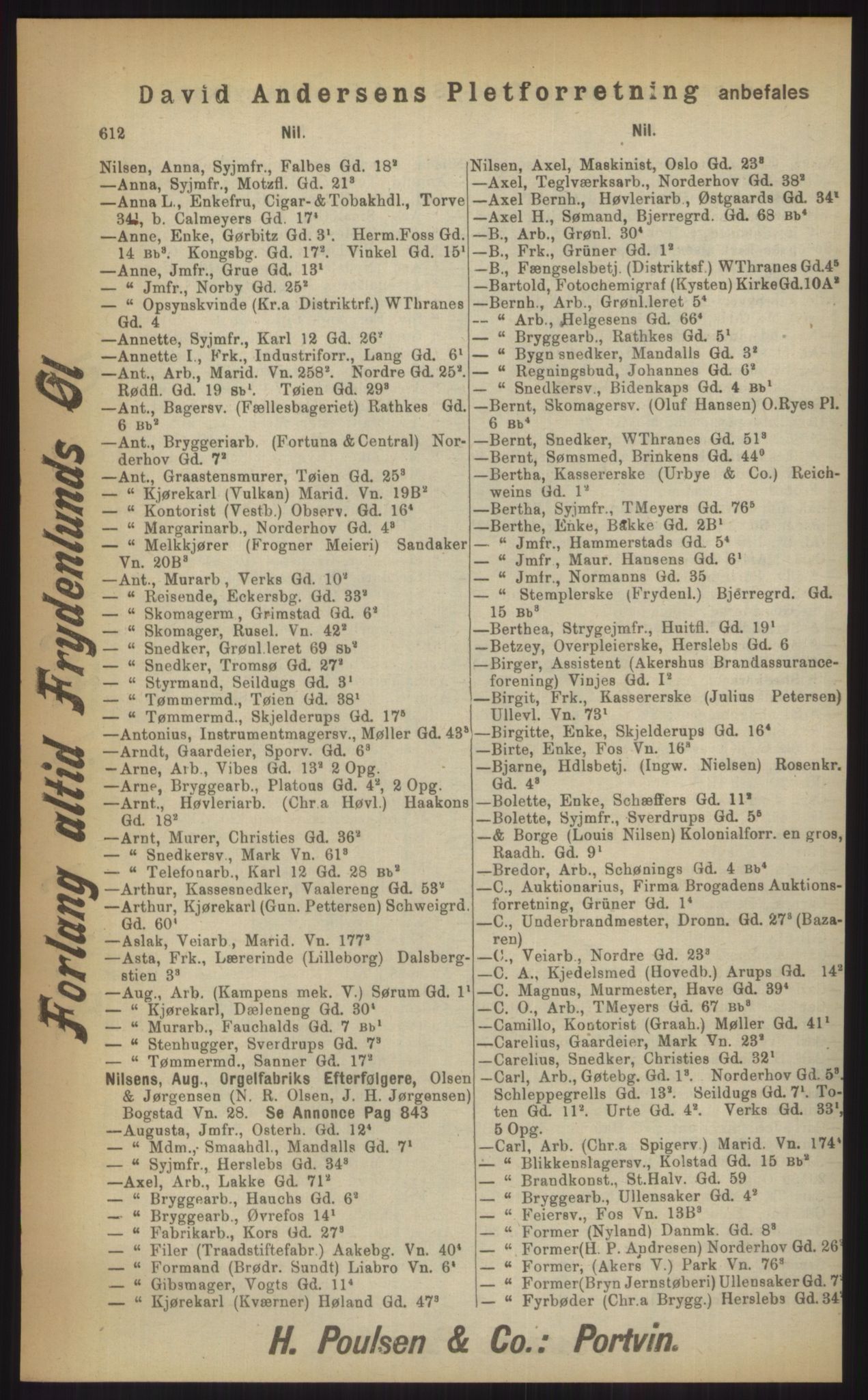 Kristiania/Oslo adressebok, PUBL/-, 1903, p. 612