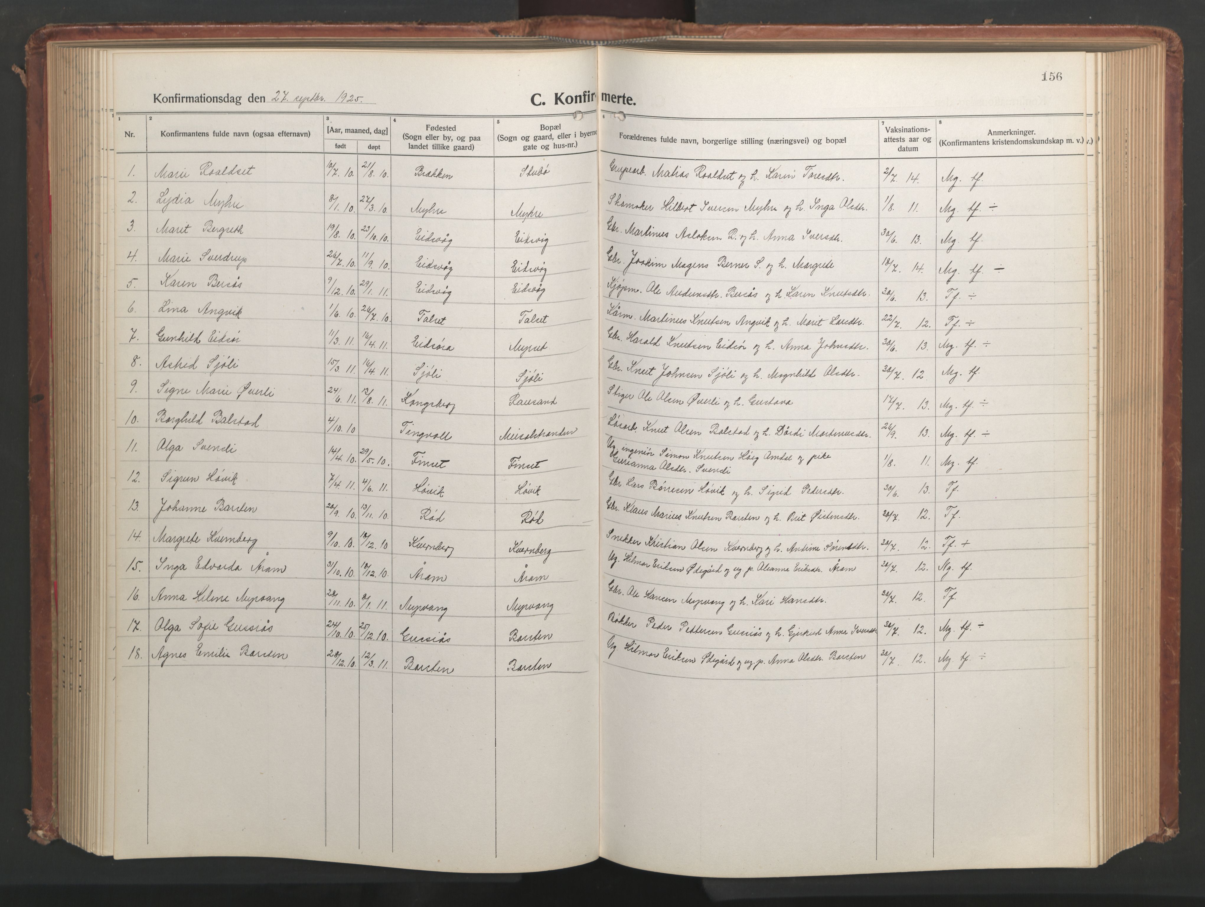 Ministerialprotokoller, klokkerbøker og fødselsregistre - Møre og Romsdal, AV/SAT-A-1454/551/L0633: Parish register (copy) no. 551C05, 1921-1961, p. 156