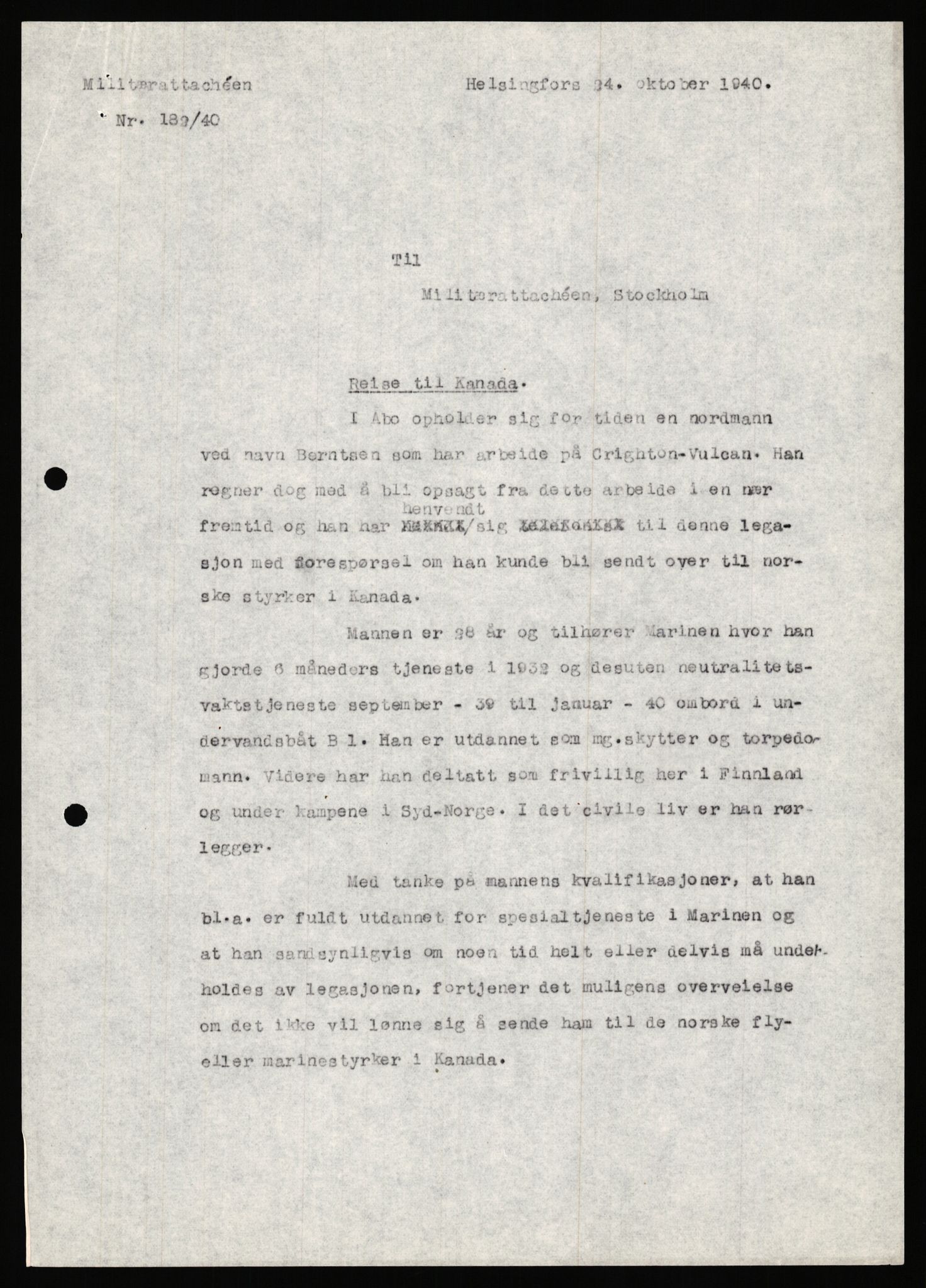 Forsvaret, Forsvarets krigshistoriske avdeling, AV/RA-RAFA-2017/Y/Ya/L0006: II-C-11-11,2 - Utenriksdepartementet.  Legasjonen i Helsingfors., 1940-1946, p. 262