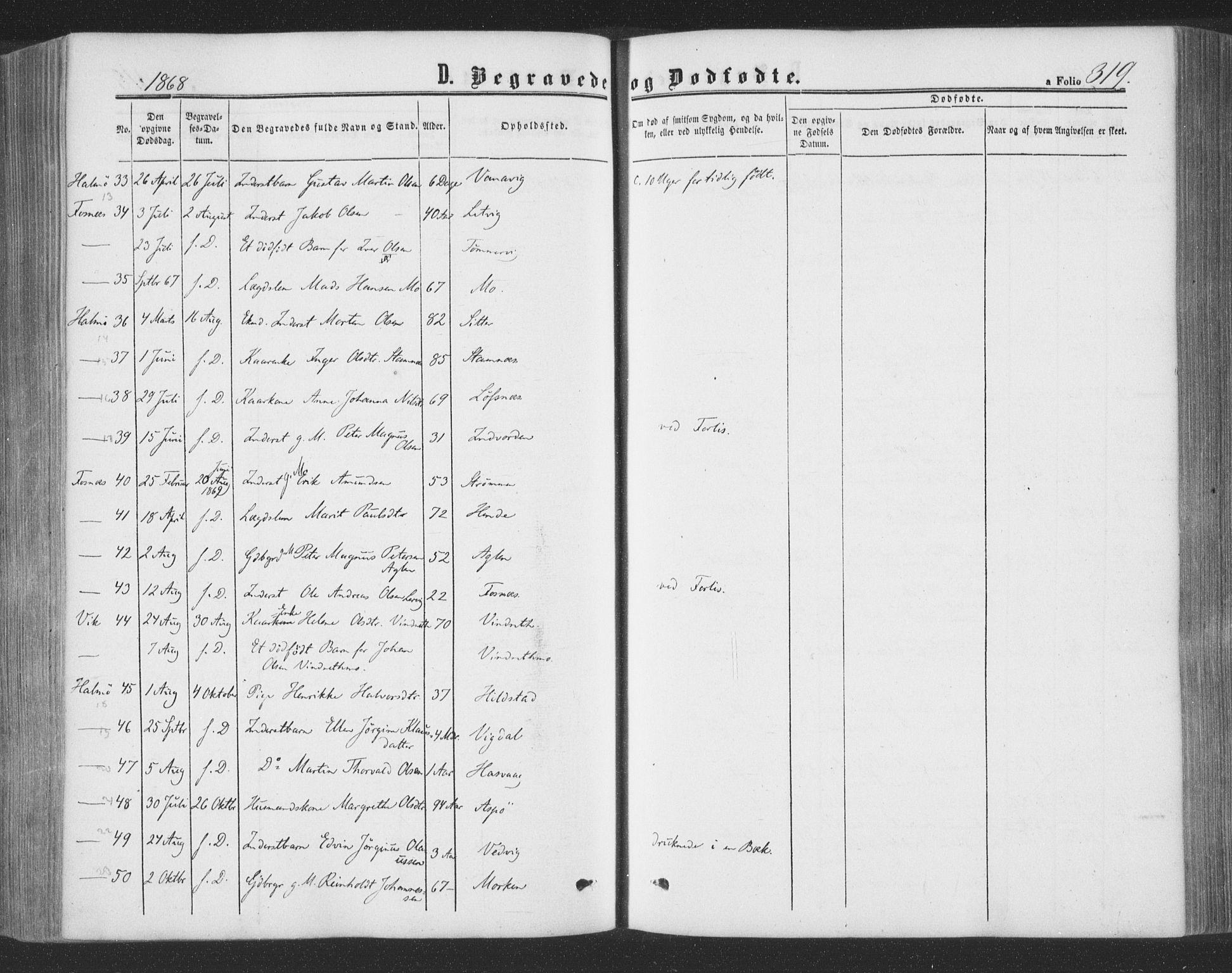 Ministerialprotokoller, klokkerbøker og fødselsregistre - Nord-Trøndelag, SAT/A-1458/773/L0615: Parish register (official) no. 773A06, 1857-1870, p. 319