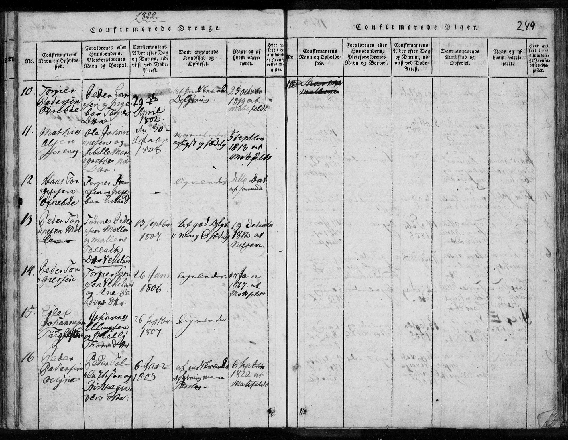 Eigersund sokneprestkontor, AV/SAST-A-101807/S08/L0008: Parish register (official) no. A 8, 1816-1847, p. 249