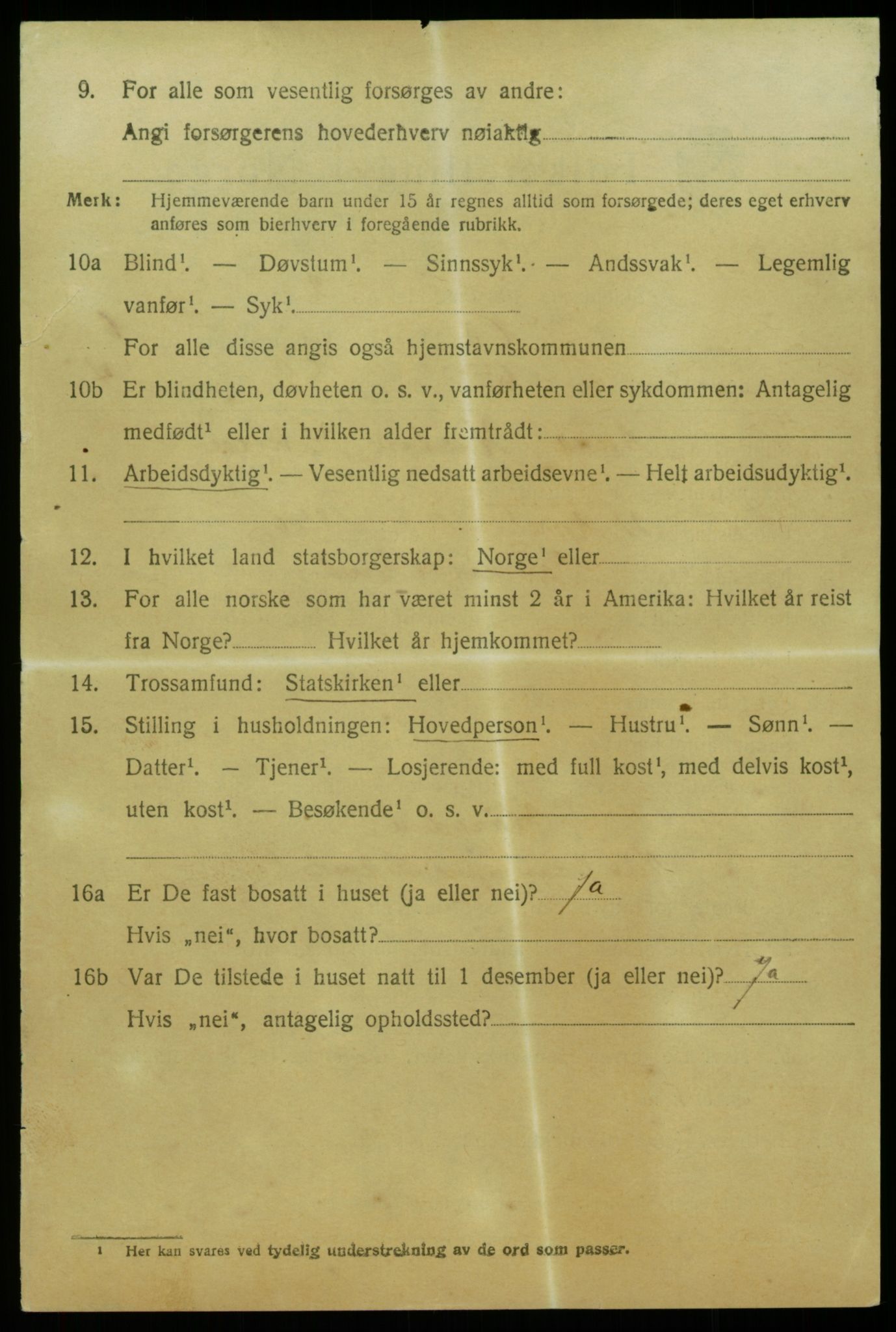 SAB, 1920 census for Os, 1920, p. 5697