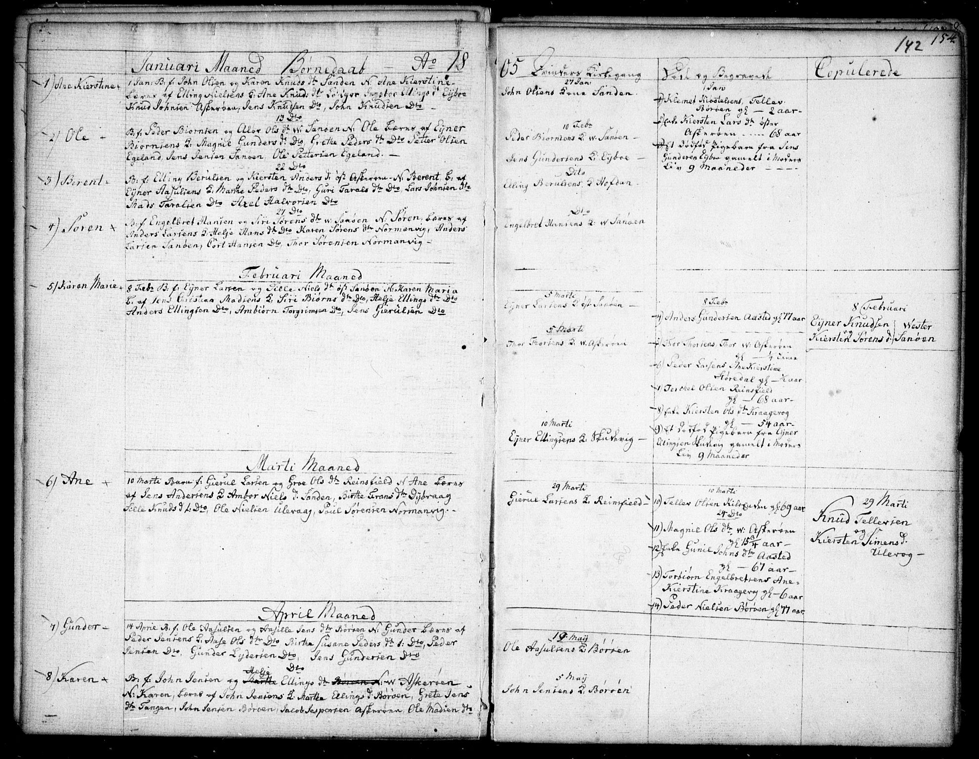 Dypvåg sokneprestkontor, AV/SAK-1111-0007/F/Fb/Fba/L0007: Parish register (copy) no. B 7, 1762-1810, p. 142