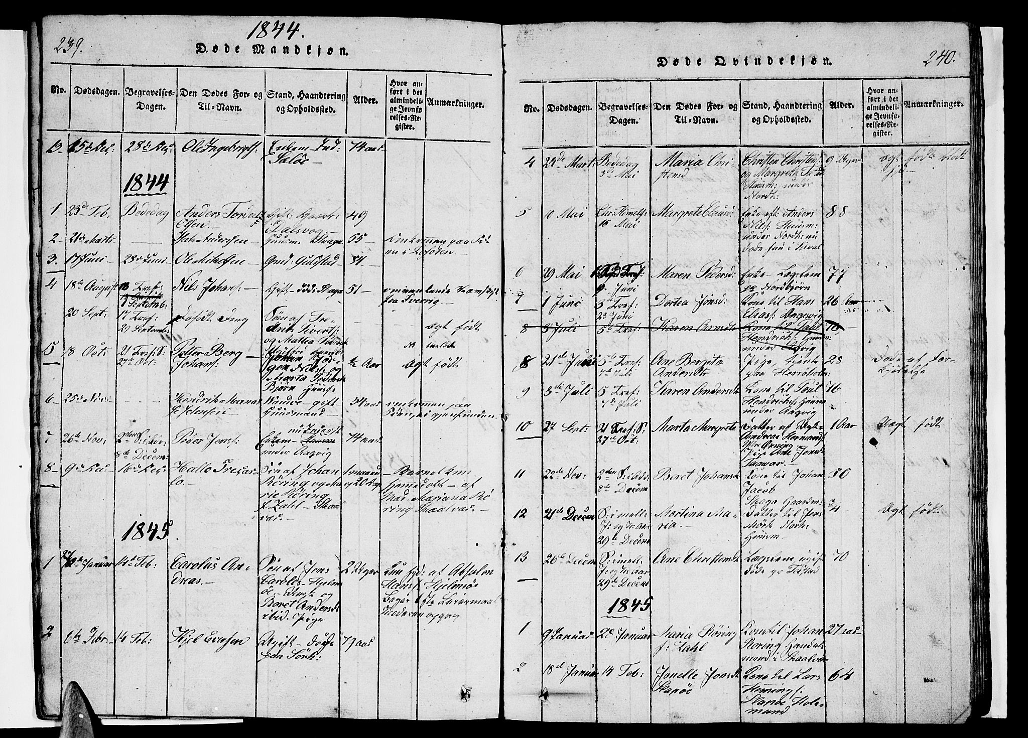 Ministerialprotokoller, klokkerbøker og fødselsregistre - Nordland, AV/SAT-A-1459/834/L0510: Parish register (copy) no. 834C01, 1820-1847, p. 239-240