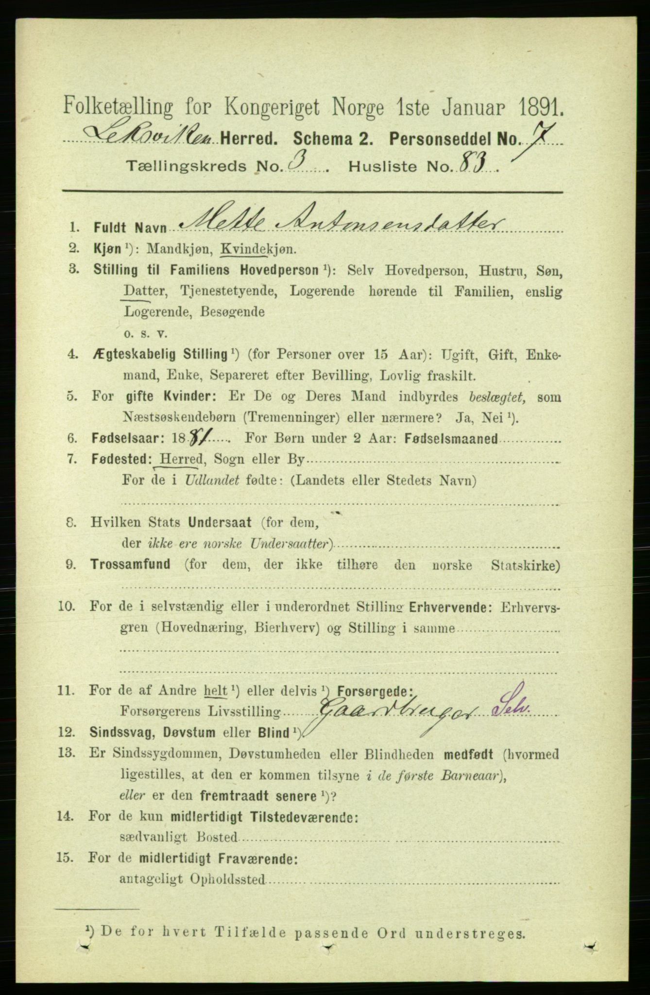 RA, 1891 census for 1718 Leksvik, 1891, p. 1678