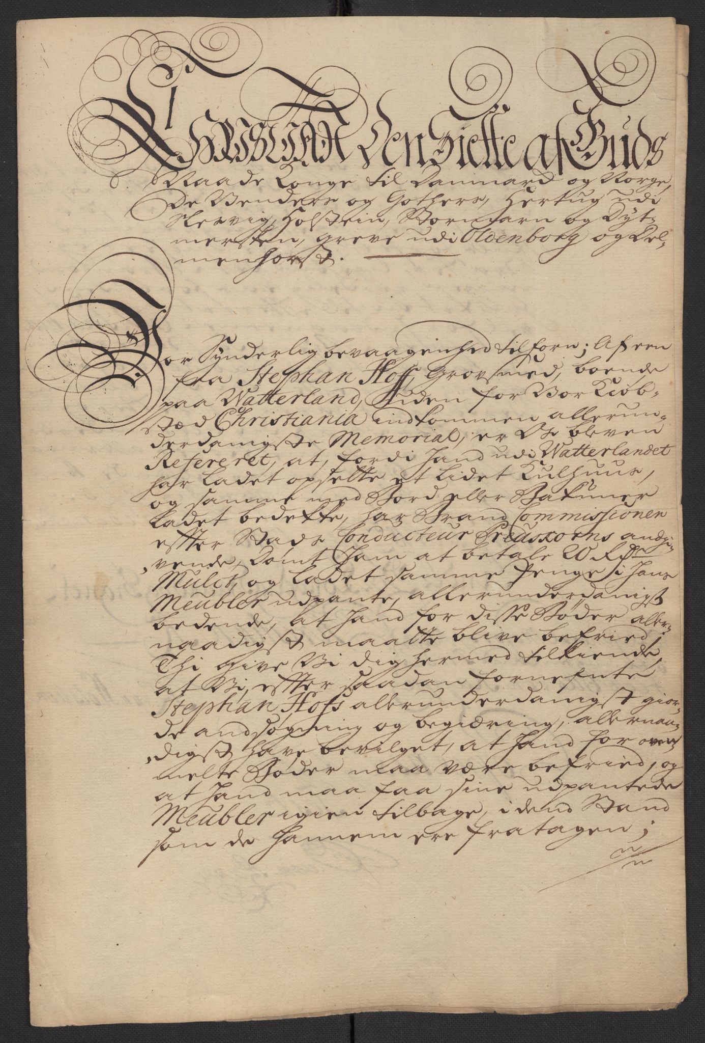 Oslo politidistrikt, SAO/A-10085/D/Da/L0001: Innkomne brev, pro memoria m.v., 1729-1779, p. 17