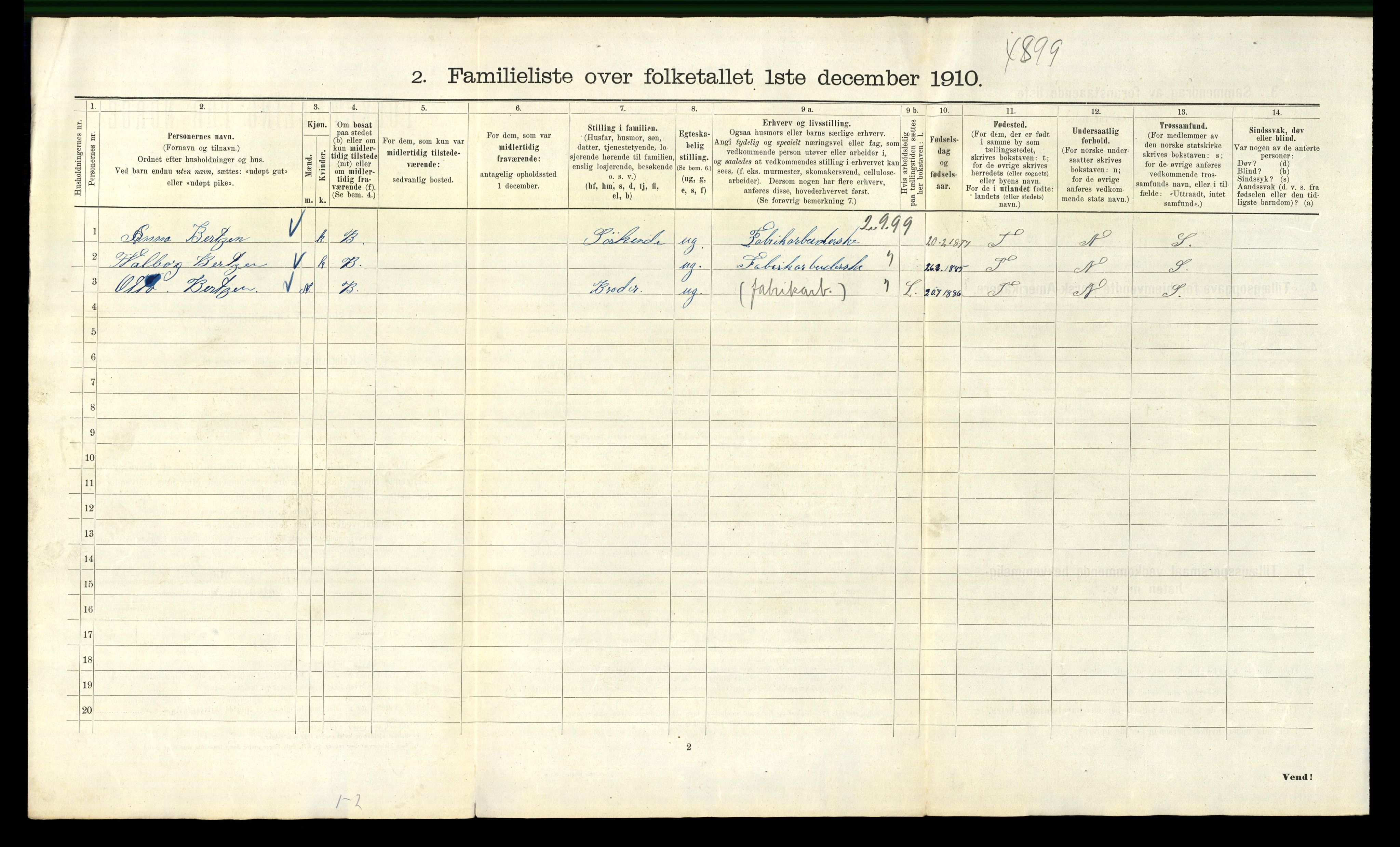 RA, 1910 census for Kristiania, 1910, p. 101786