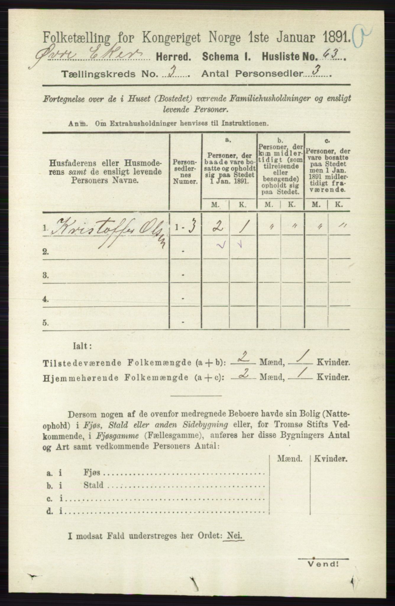 RA, 1891 census for 0624 Øvre Eiker, 1891, p. 985