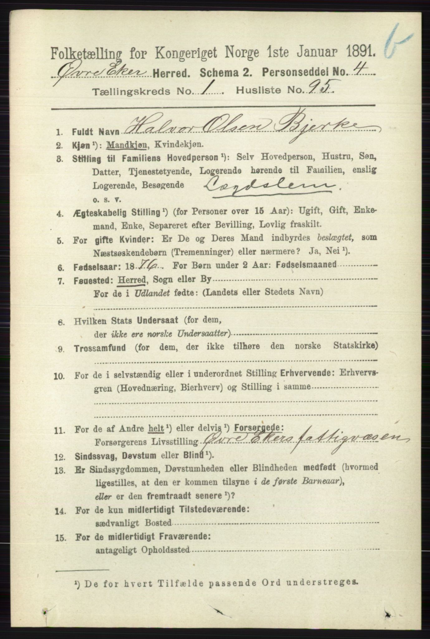 RA, 1891 census for 0624 Øvre Eiker, 1891, p. 8373