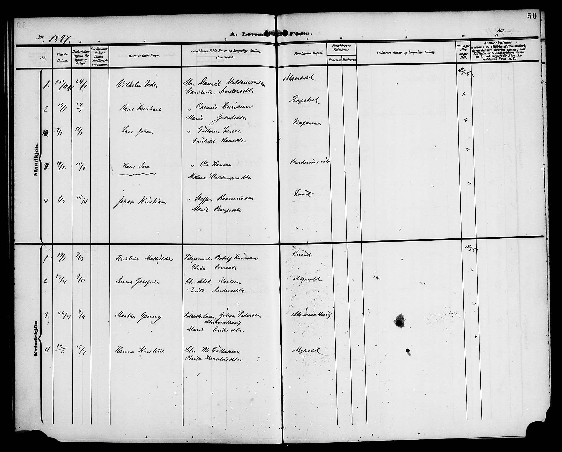 Eid sokneprestembete, SAB/A-82301/H/Haa/Haac/L0001: Parish register (official) no. C 1, 1879-1899, p. 50