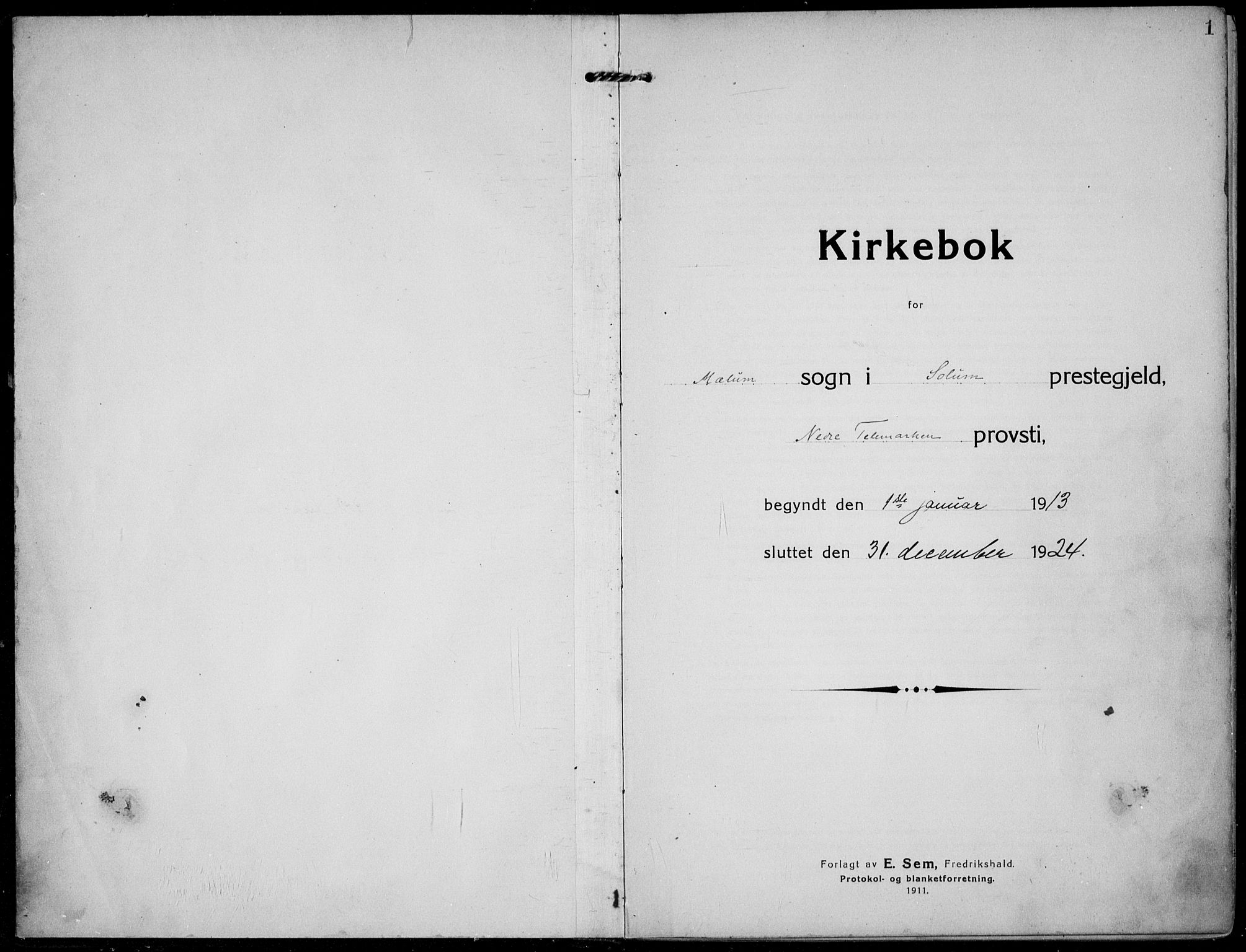 Solum kirkebøker, SAKO/A-306/F/Fb/L0004: Parish register (official) no. II 4, 1913-1924, p. 1