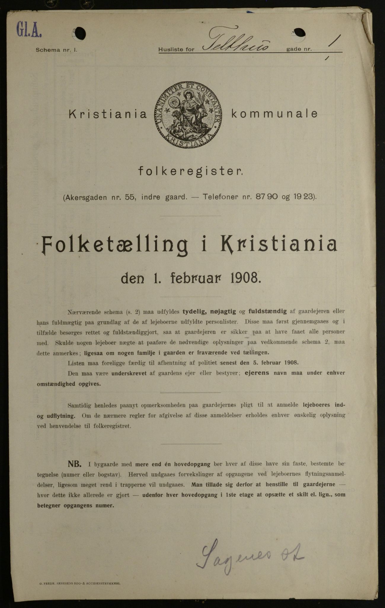 OBA, Municipal Census 1908 for Kristiania, 1908, p. 96687