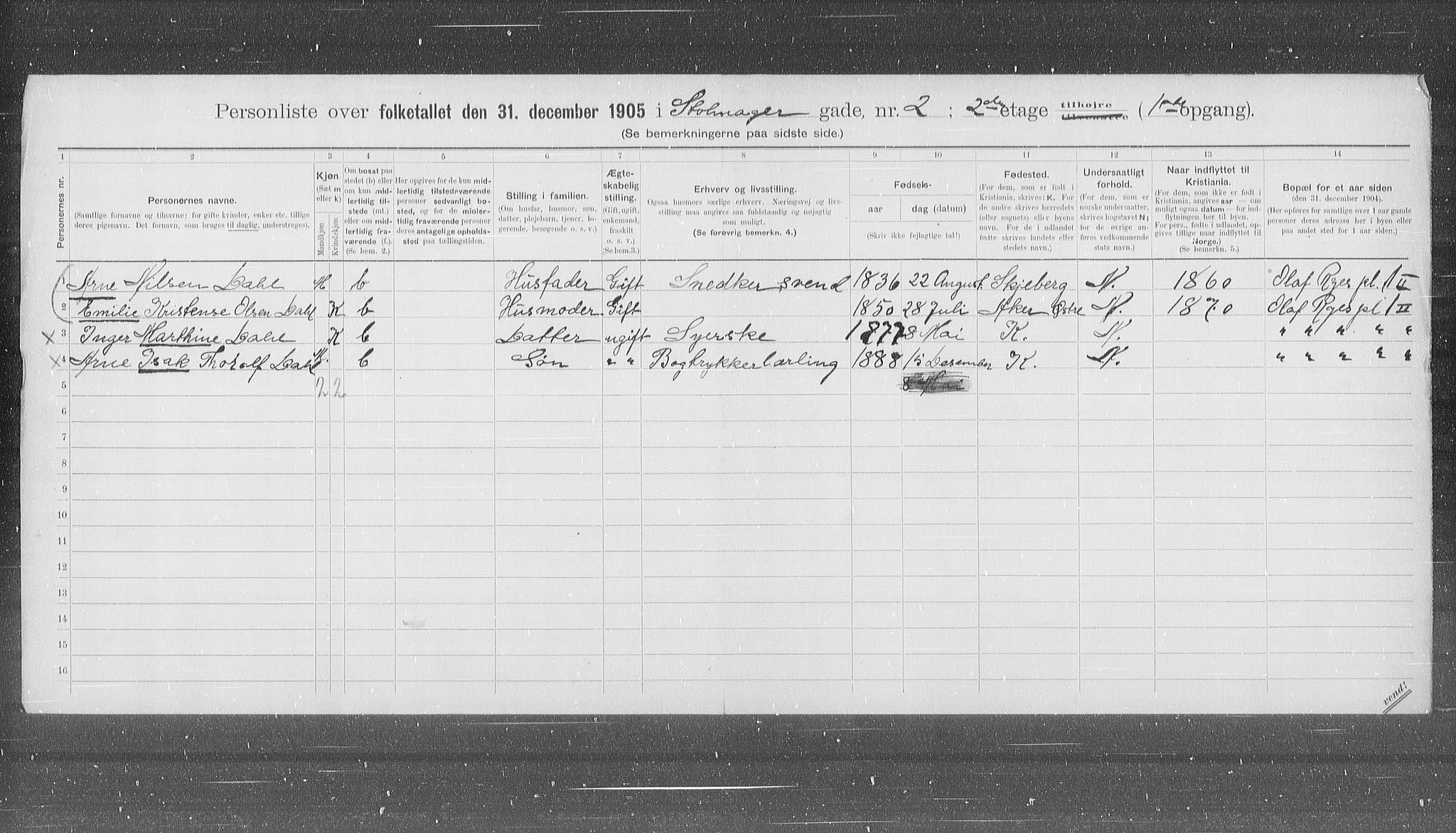 OBA, Municipal Census 1905 for Kristiania, 1905, p. 53627