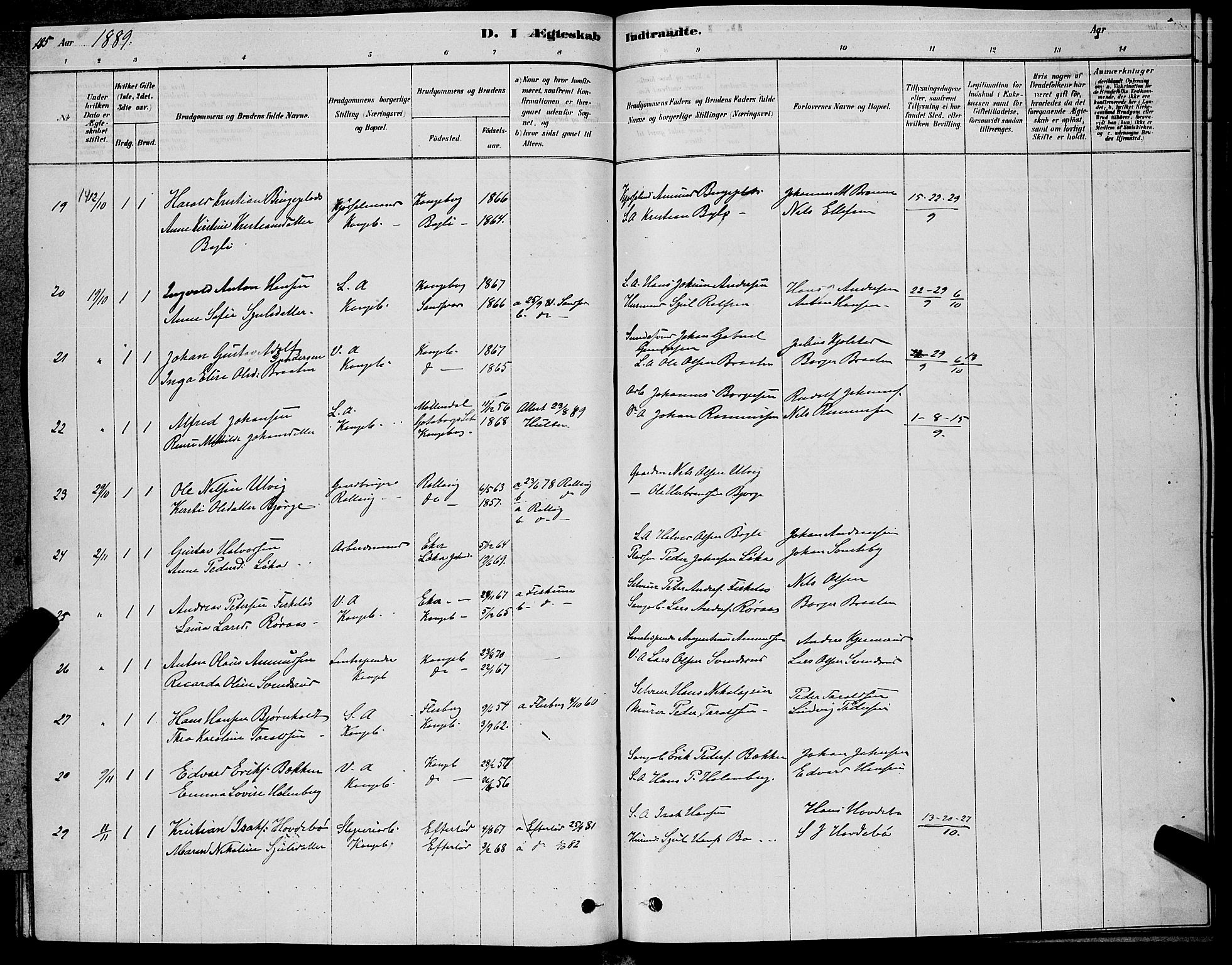 Kongsberg kirkebøker, AV/SAKO-A-22/G/Ga/L0005: Parish register (copy) no. 5, 1878-1889, p. 185