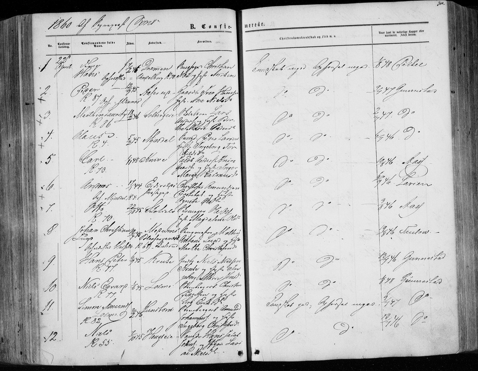 Eiker kirkebøker, SAKO/A-4/F/Fa/L0016: Parish register (official) no. I 16, 1860-1868, p. 300
