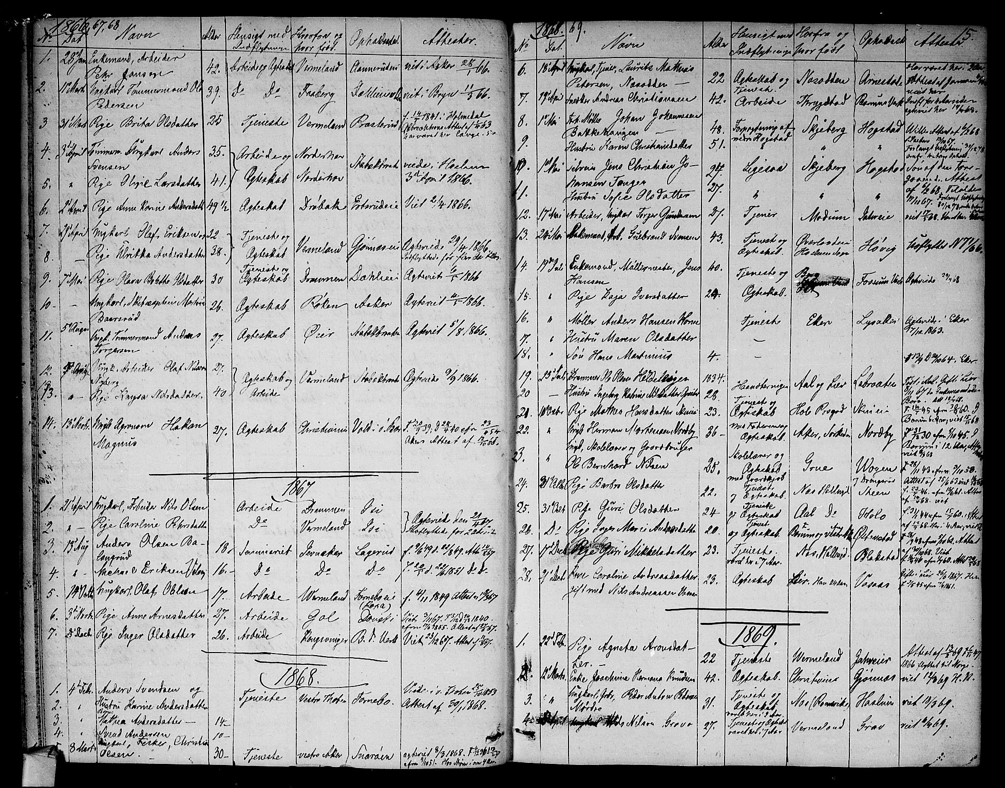 Asker prestekontor Kirkebøker, SAO/A-10256a/F/Fa/L0012: Parish register (official) no. I 12, 1825-1878, p. 15
