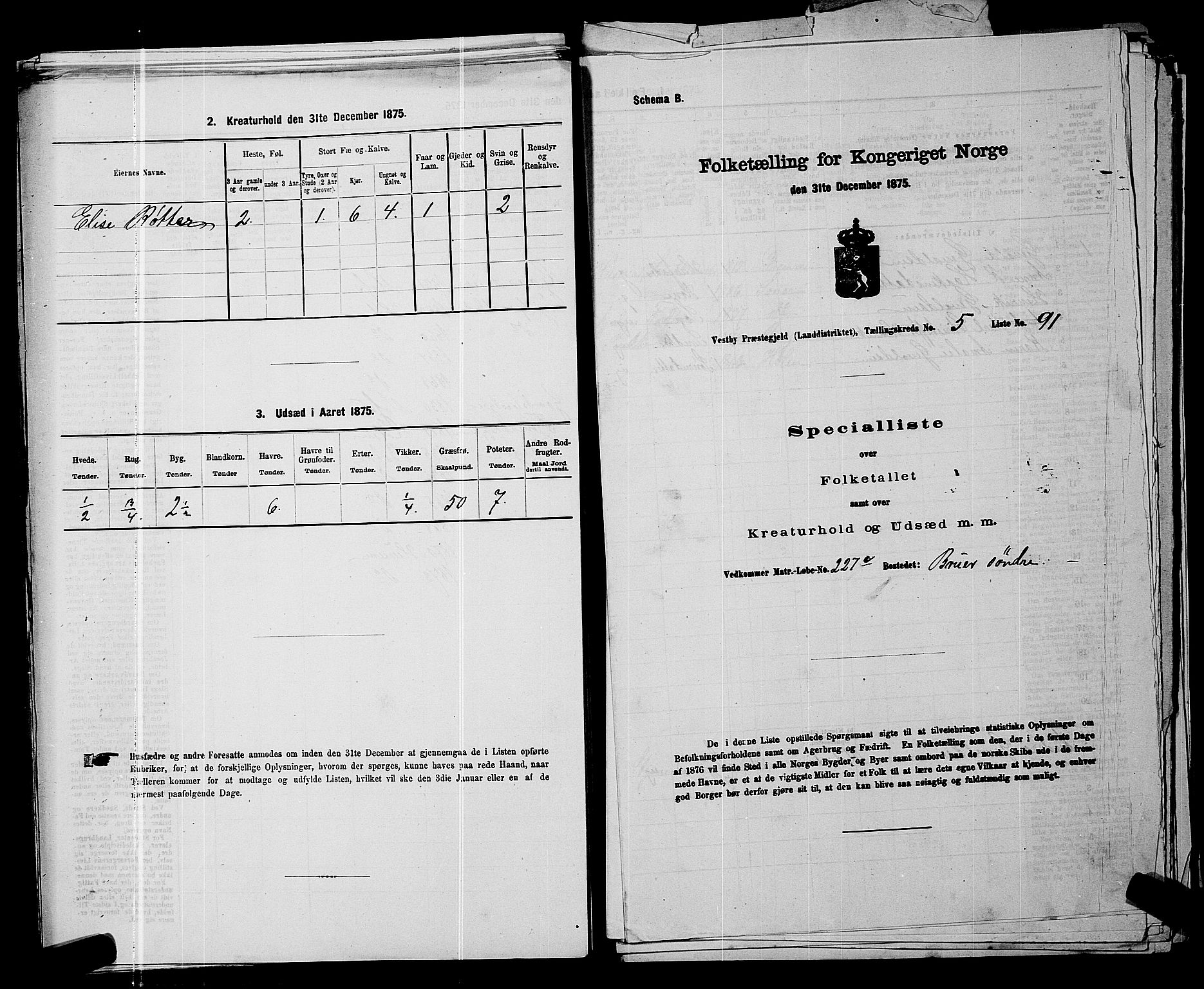 RA, 1875 census for 0211L Vestby/Vestby, Garder og Såner, 1875, p. 885