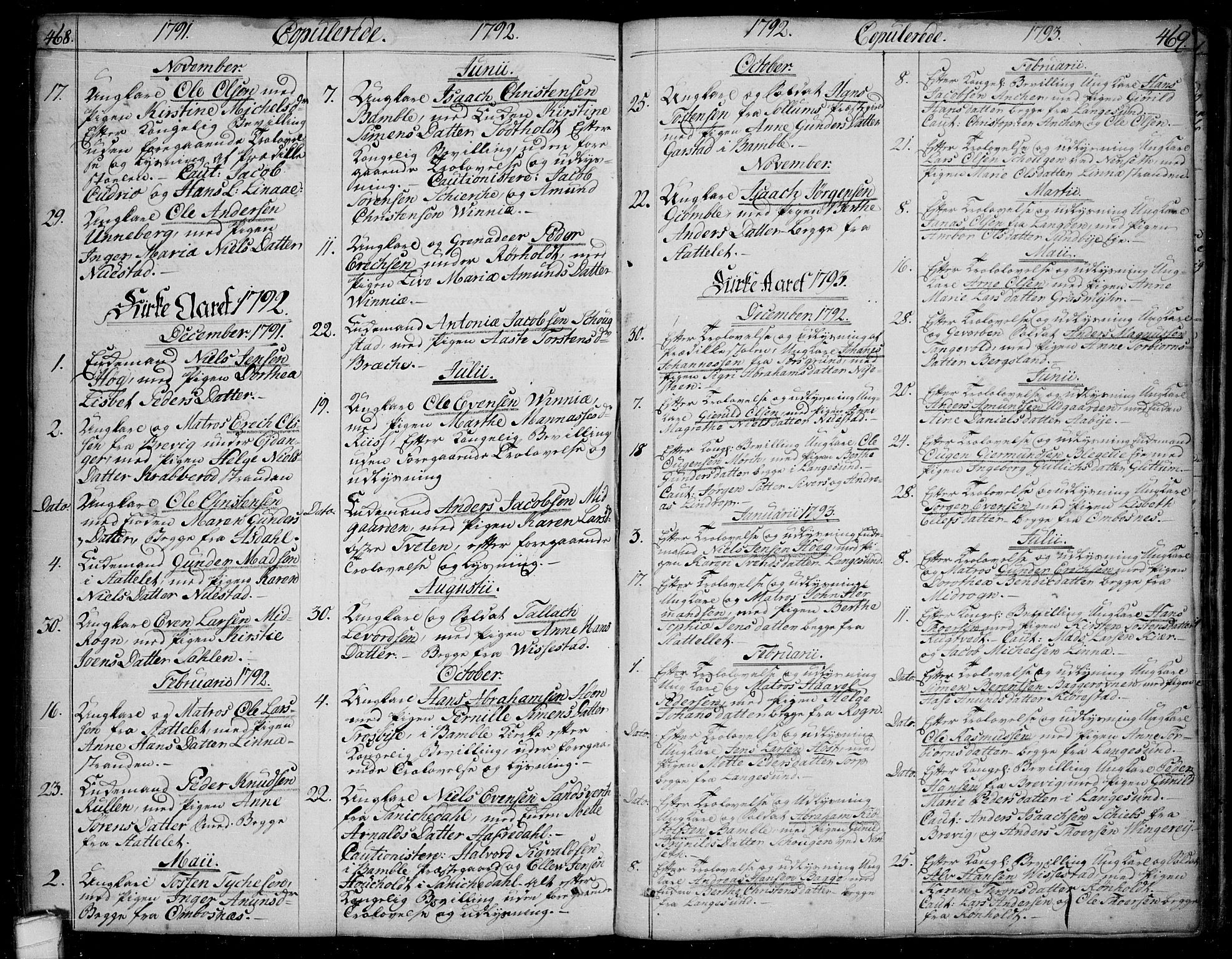 Bamble kirkebøker, SAKO/A-253/F/Fa/L0002: Parish register (official) no. I 2, 1775-1814, p. 468-469