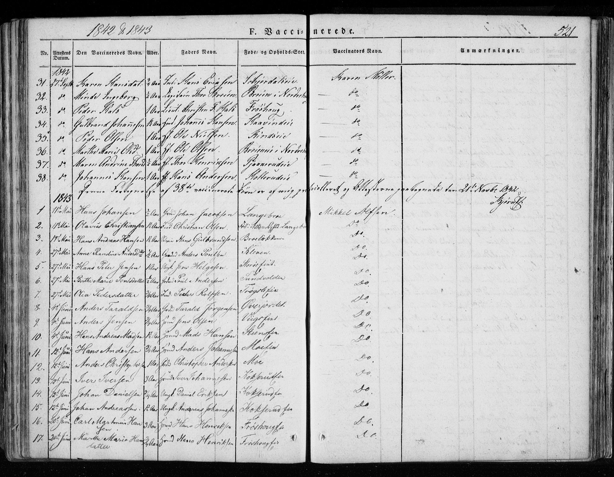 Hole kirkebøker, SAKO/A-228/F/Fa/L0005: Parish register (official) no. I 5, 1833-1851, p. 521