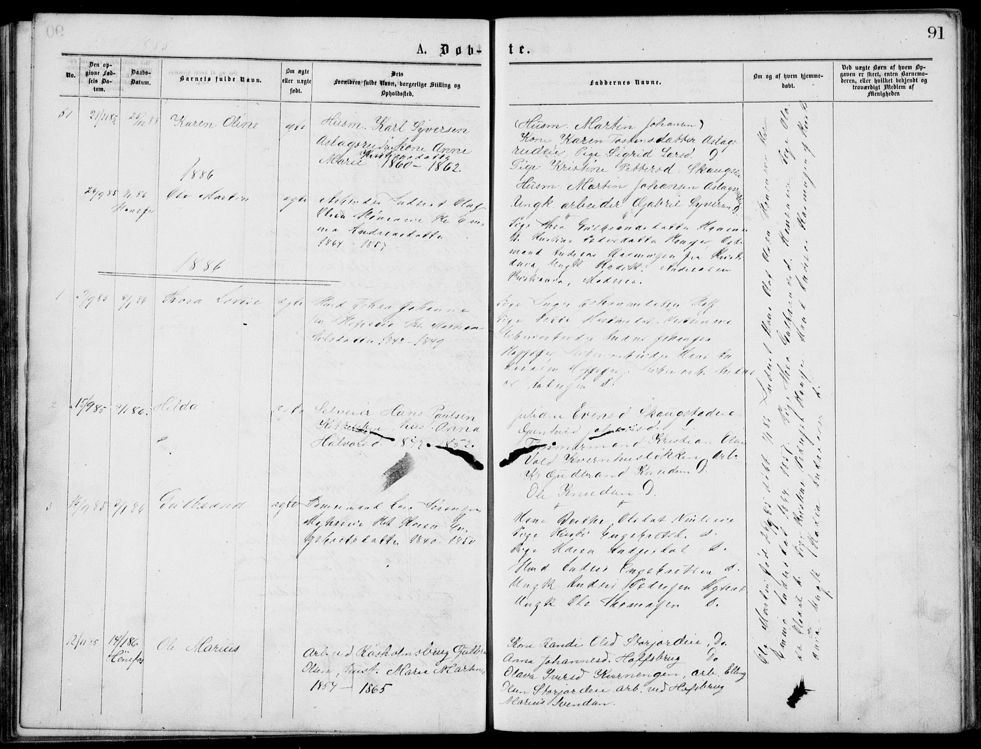 Norderhov kirkebøker, SAKO/A-237/G/Gb/L0001: Parish register (copy) no. II 1, 1876-1899, p. 91