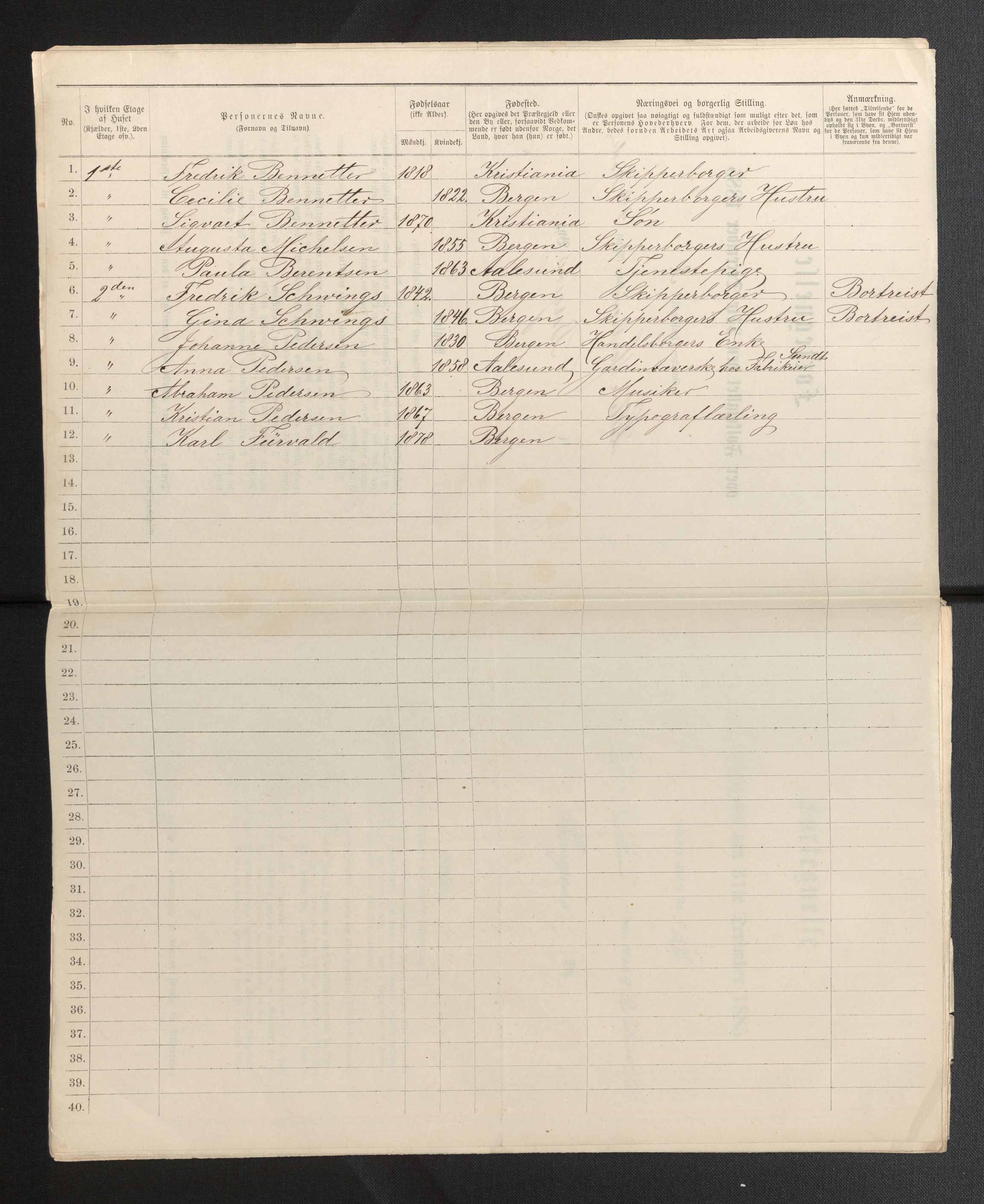 SAB, 1885 census for 1301 Bergen, 1885, p. 3576