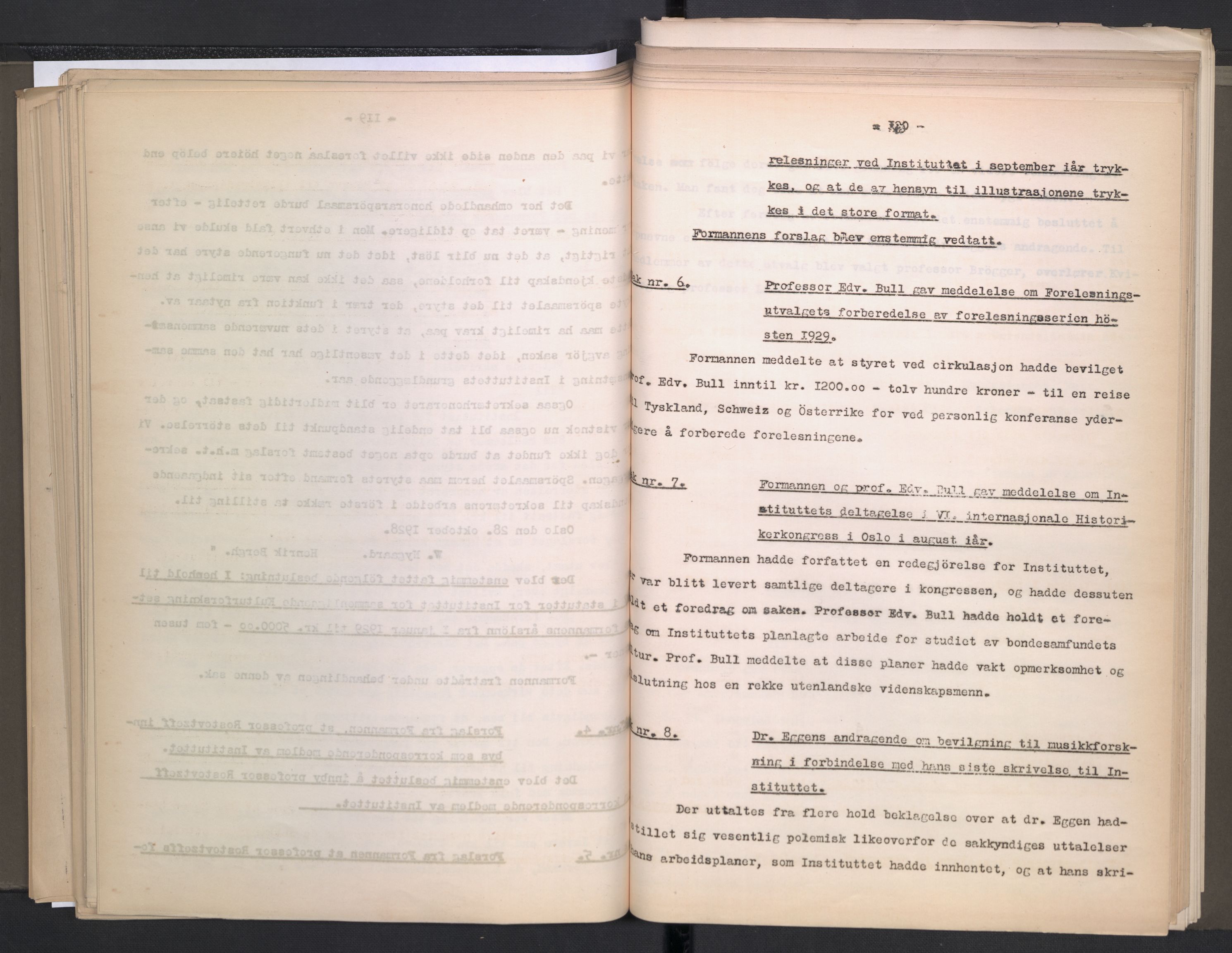 Instituttet for sammenlignende kulturforskning, AV/RA-PA-0424/A/L0005: Styreprotokoll, 1923-1930, p. 119