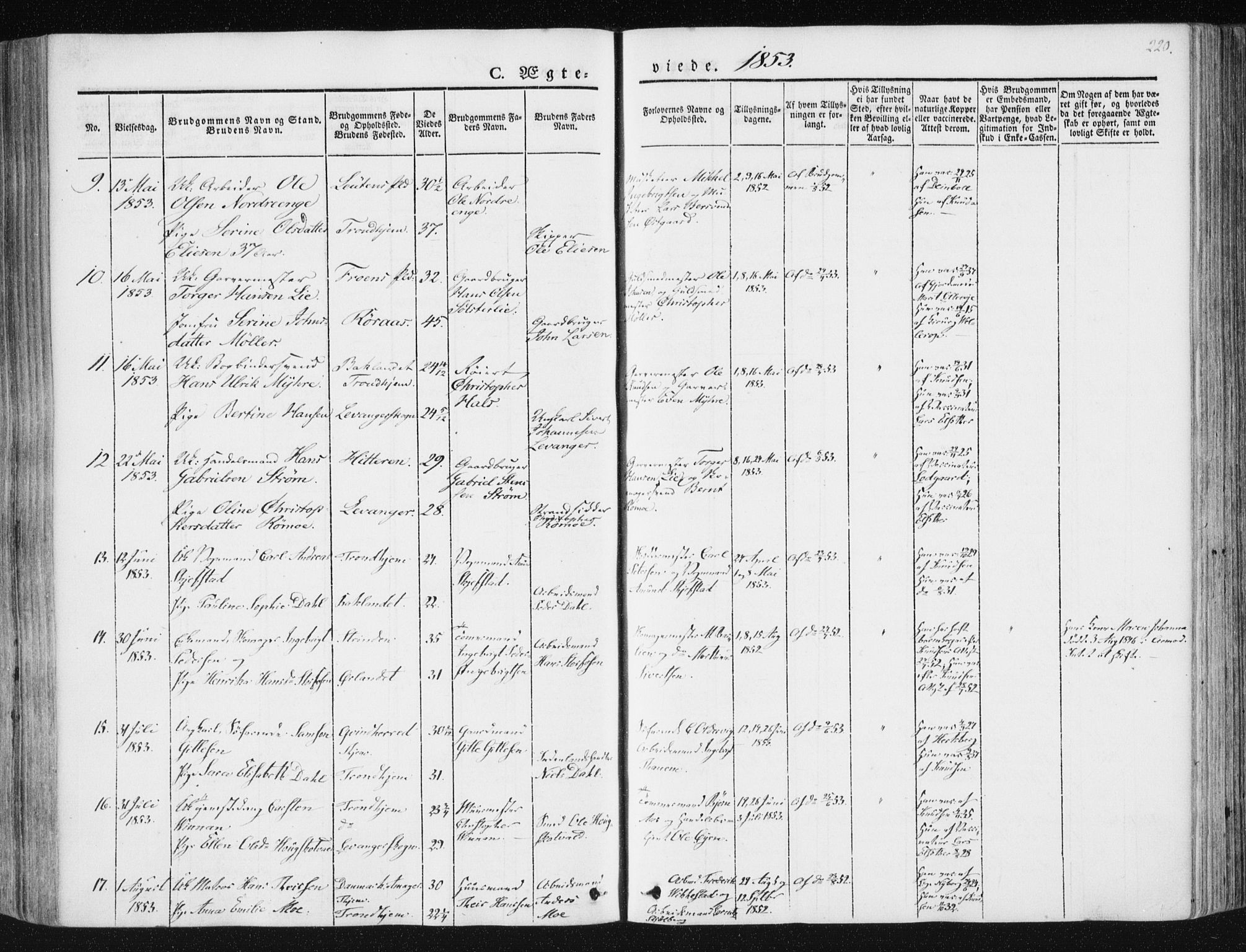 Ministerialprotokoller, klokkerbøker og fødselsregistre - Sør-Trøndelag, SAT/A-1456/602/L0110: Parish register (official) no. 602A08, 1840-1854, p. 220