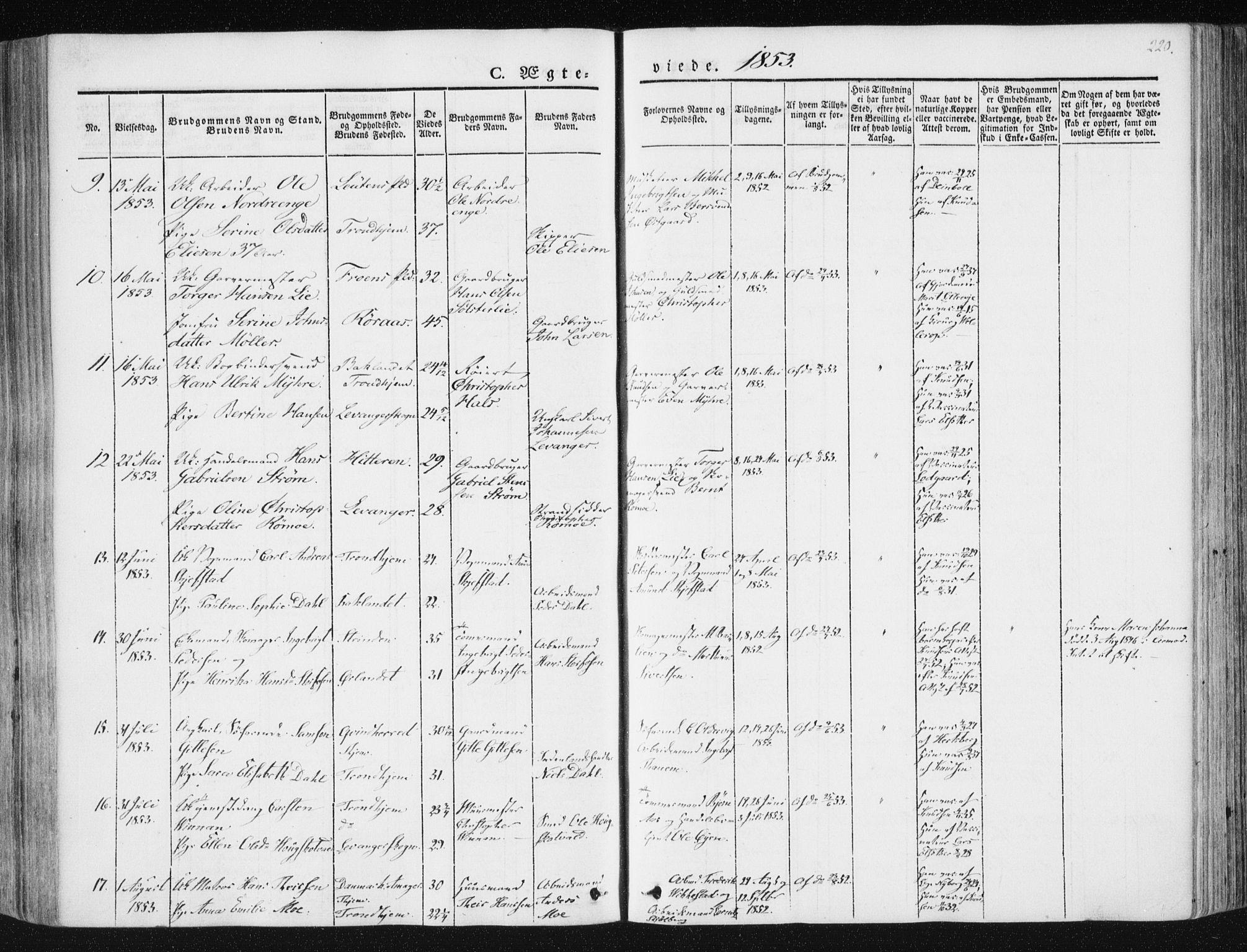 Ministerialprotokoller, klokkerbøker og fødselsregistre - Sør-Trøndelag, AV/SAT-A-1456/602/L0110: Parish register (official) no. 602A08, 1840-1854, p. 220