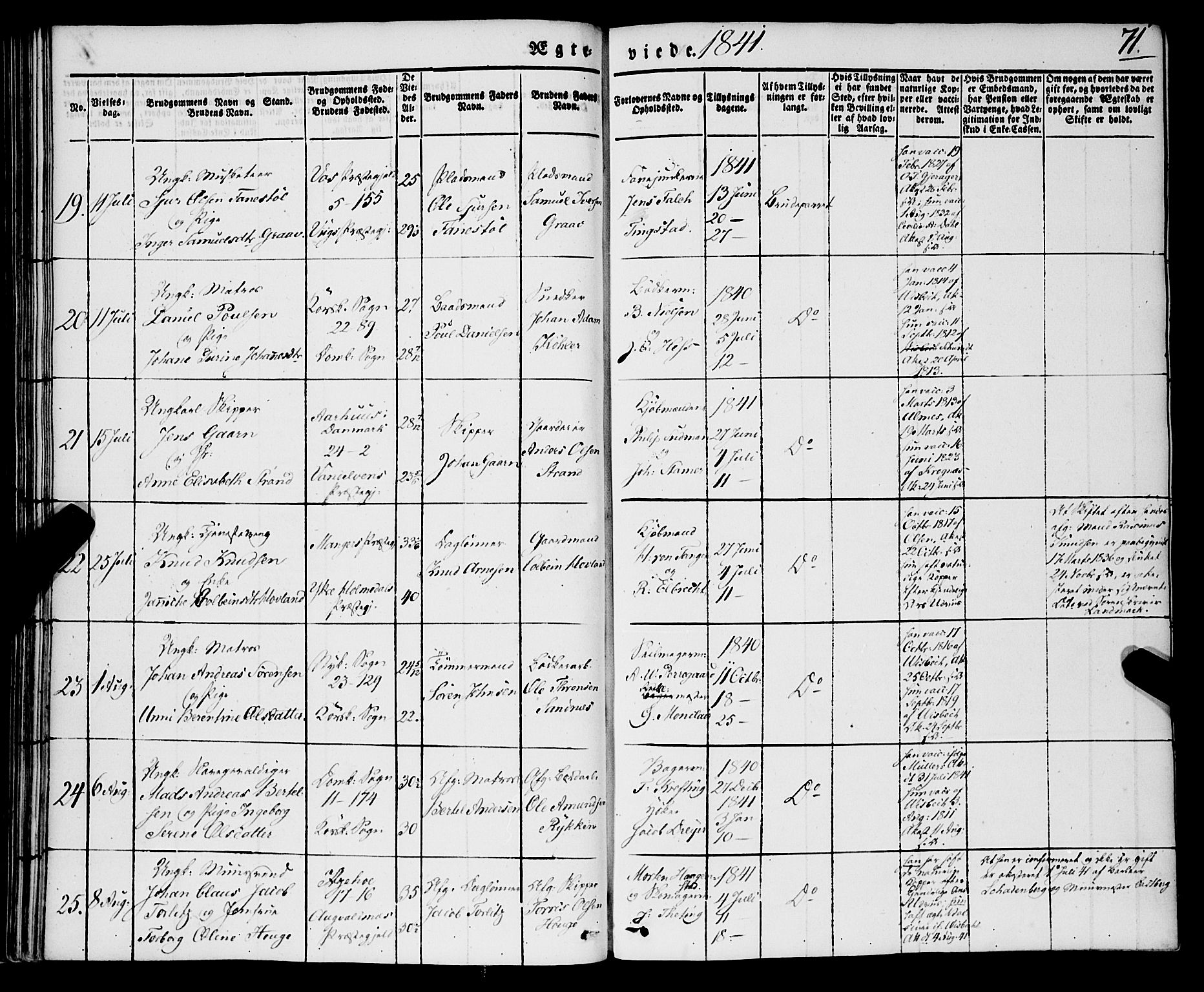 Korskirken sokneprestembete, AV/SAB-A-76101/H/Haa/L0034: Parish register (official) no. D 1, 1832-1852, p. 71