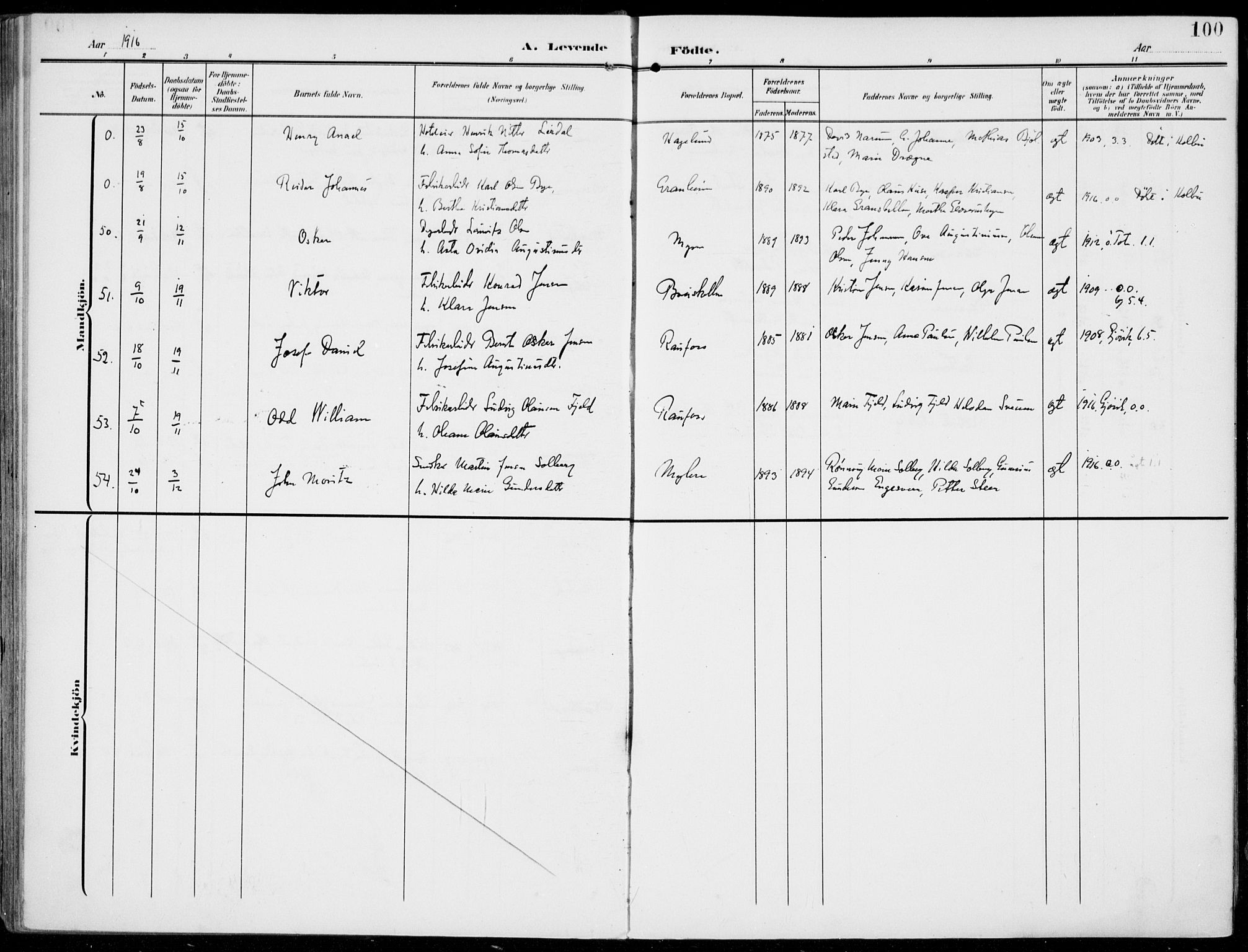 Vestre Toten prestekontor, SAH/PREST-108/H/Ha/Haa/L0014: Parish register (official) no. 14, 1907-1920, p. 100
