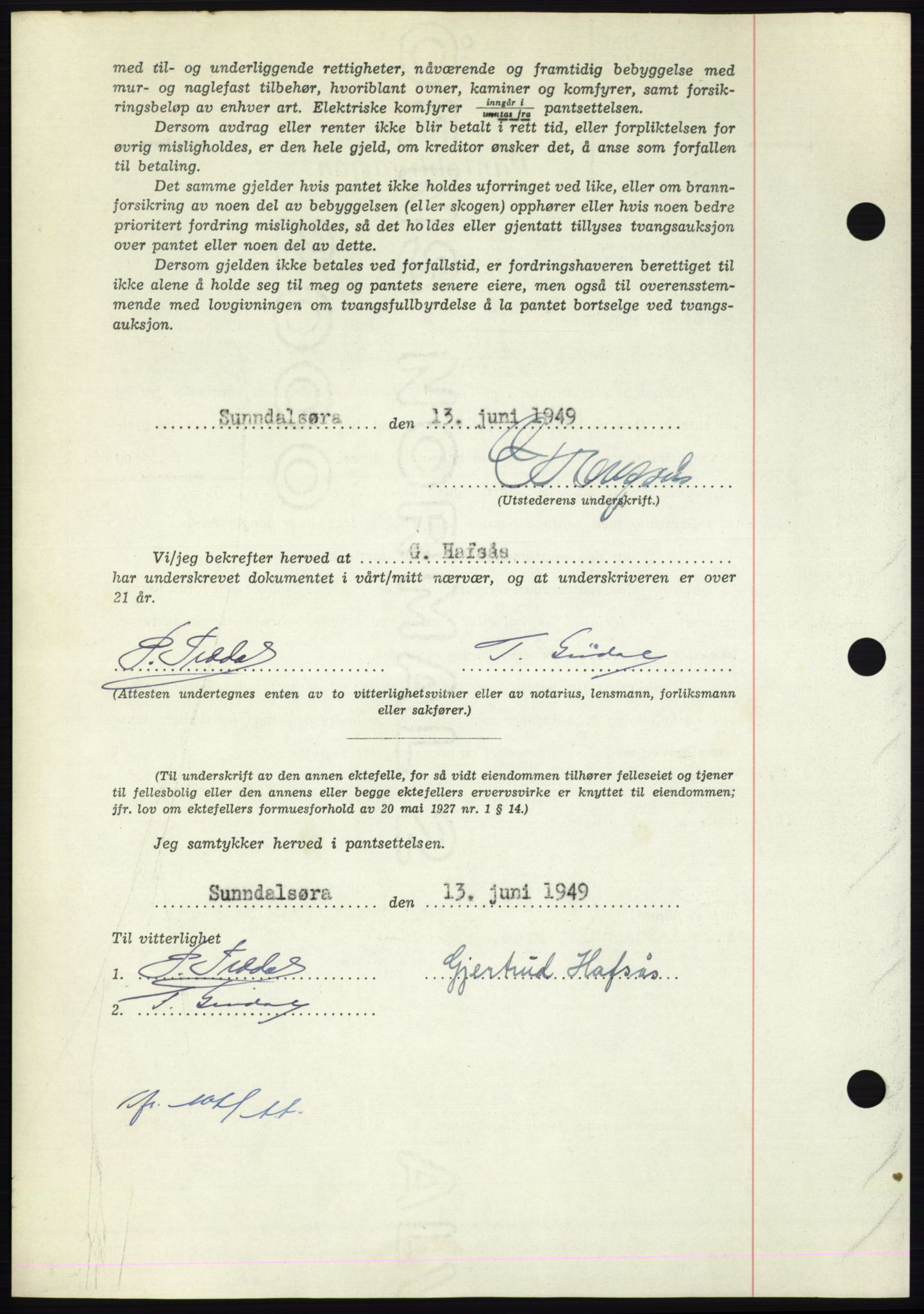 Nordmøre sorenskriveri, AV/SAT-A-4132/1/2/2Ca: Mortgage book no. B101, 1949-1949, Diary no: : 1542/1949