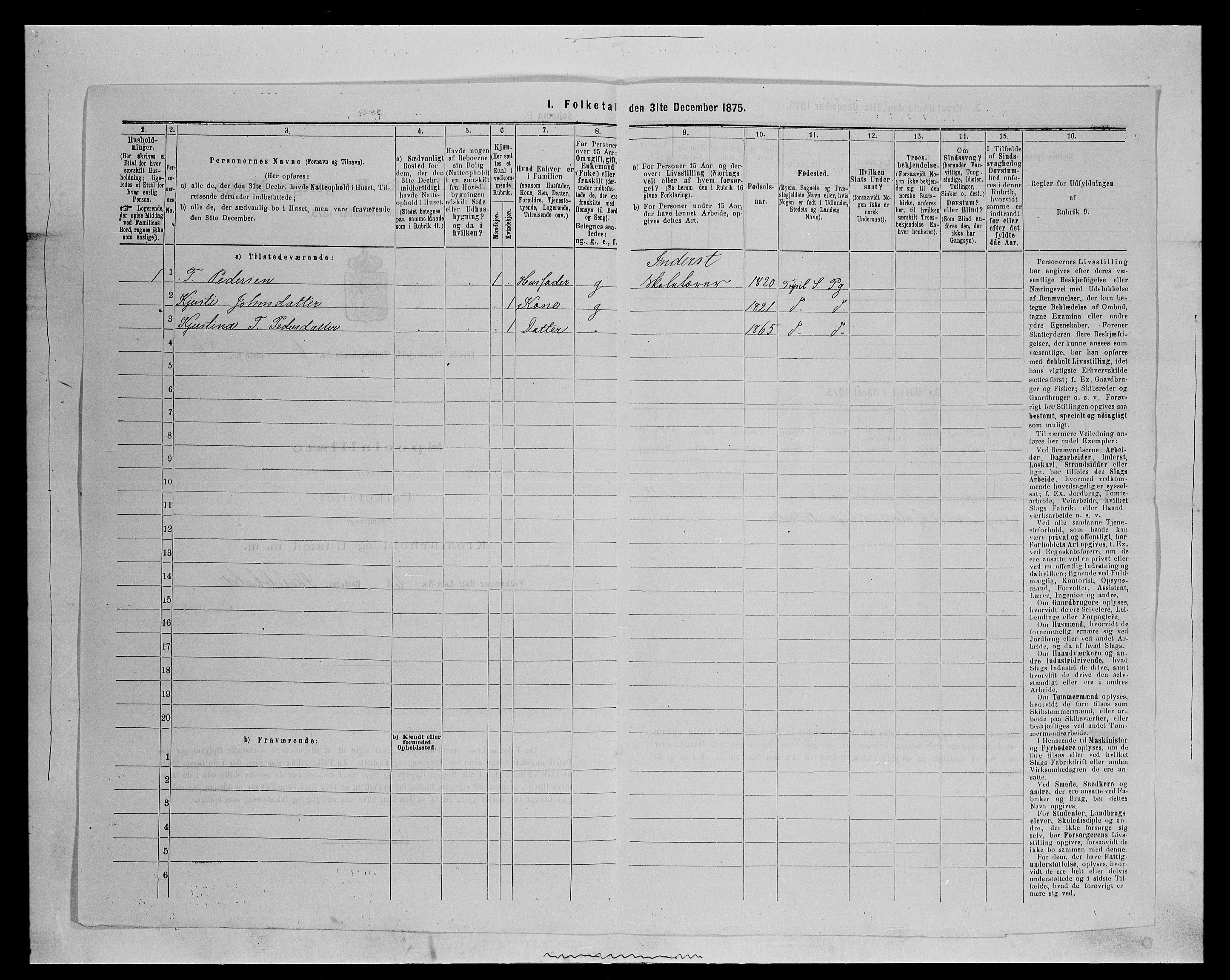 SAH, 1875 census for 0428P Trysil, 1875, p. 832