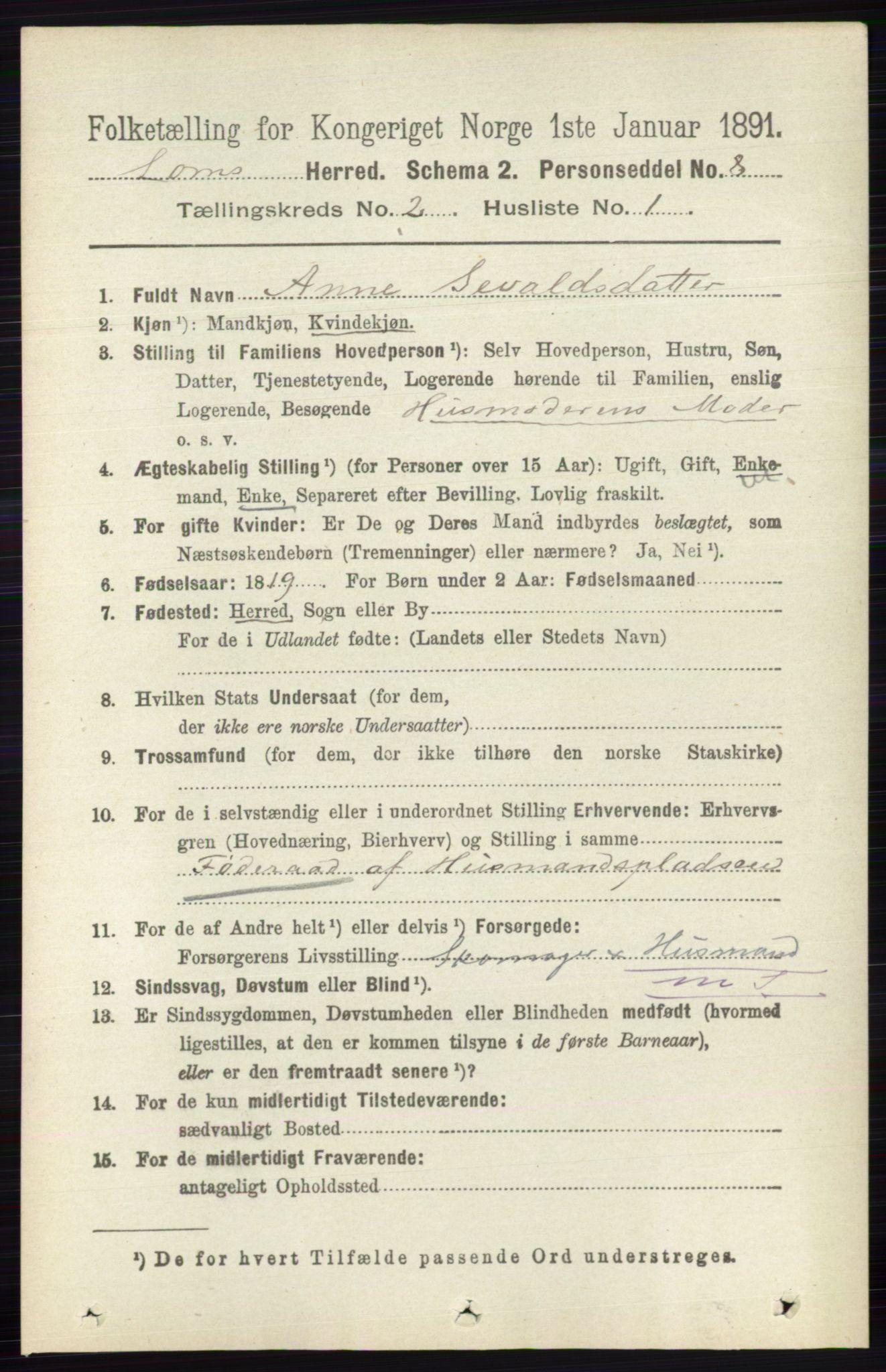 RA, 1891 census for 0514 Lom, 1891, p. 792