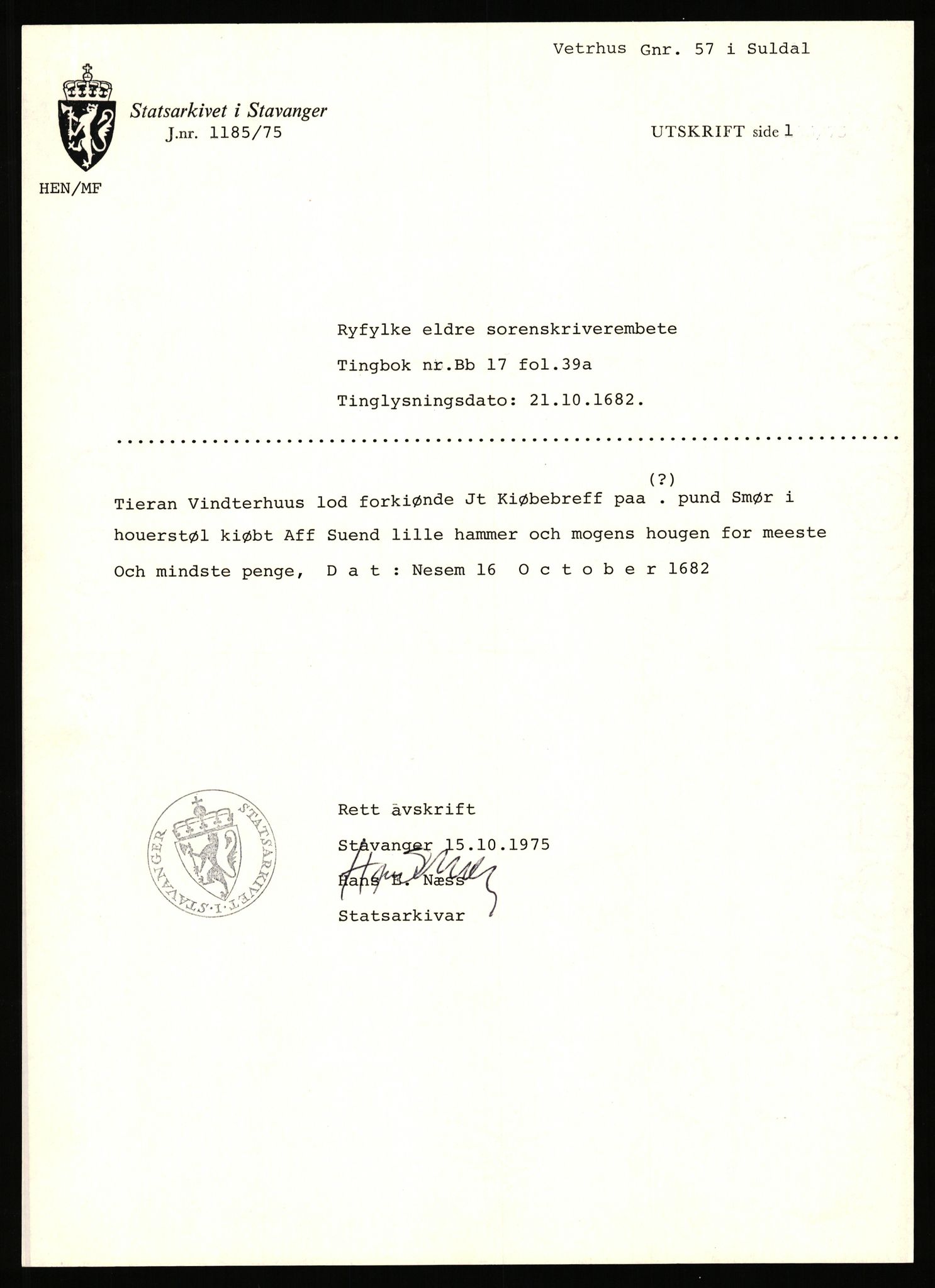 Statsarkivet i Stavanger, AV/SAST-A-101971/03/Y/Yj/L0094: Avskrifter sortert etter gårdsnavn: Vetrhus - Vik i Nerstrand, 1750-1930, p. 19