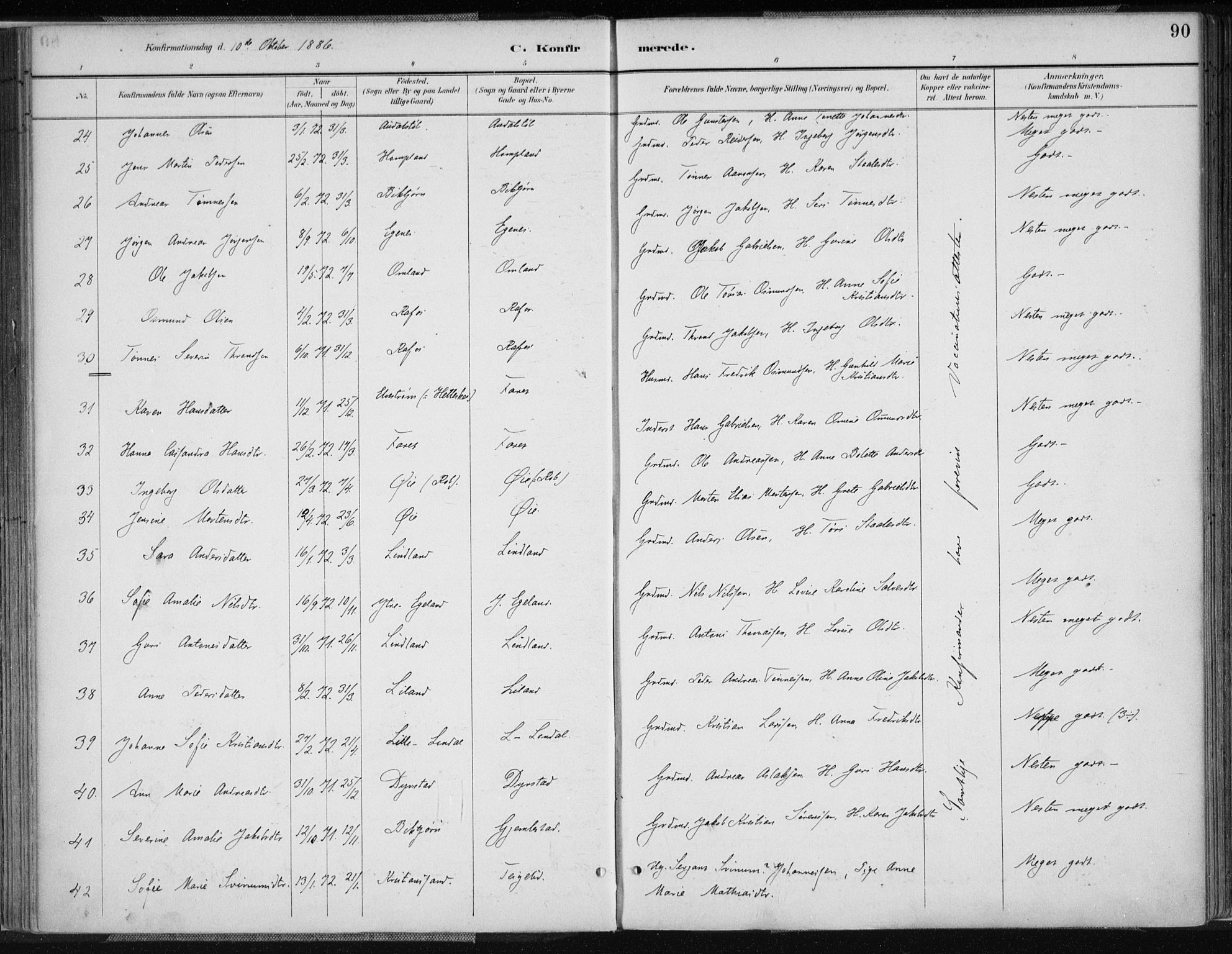 Kvinesdal sokneprestkontor, AV/SAK-1111-0026/F/Fa/Fab/L0008: Parish register (official) no. A 8, 1886-1897, p. 90