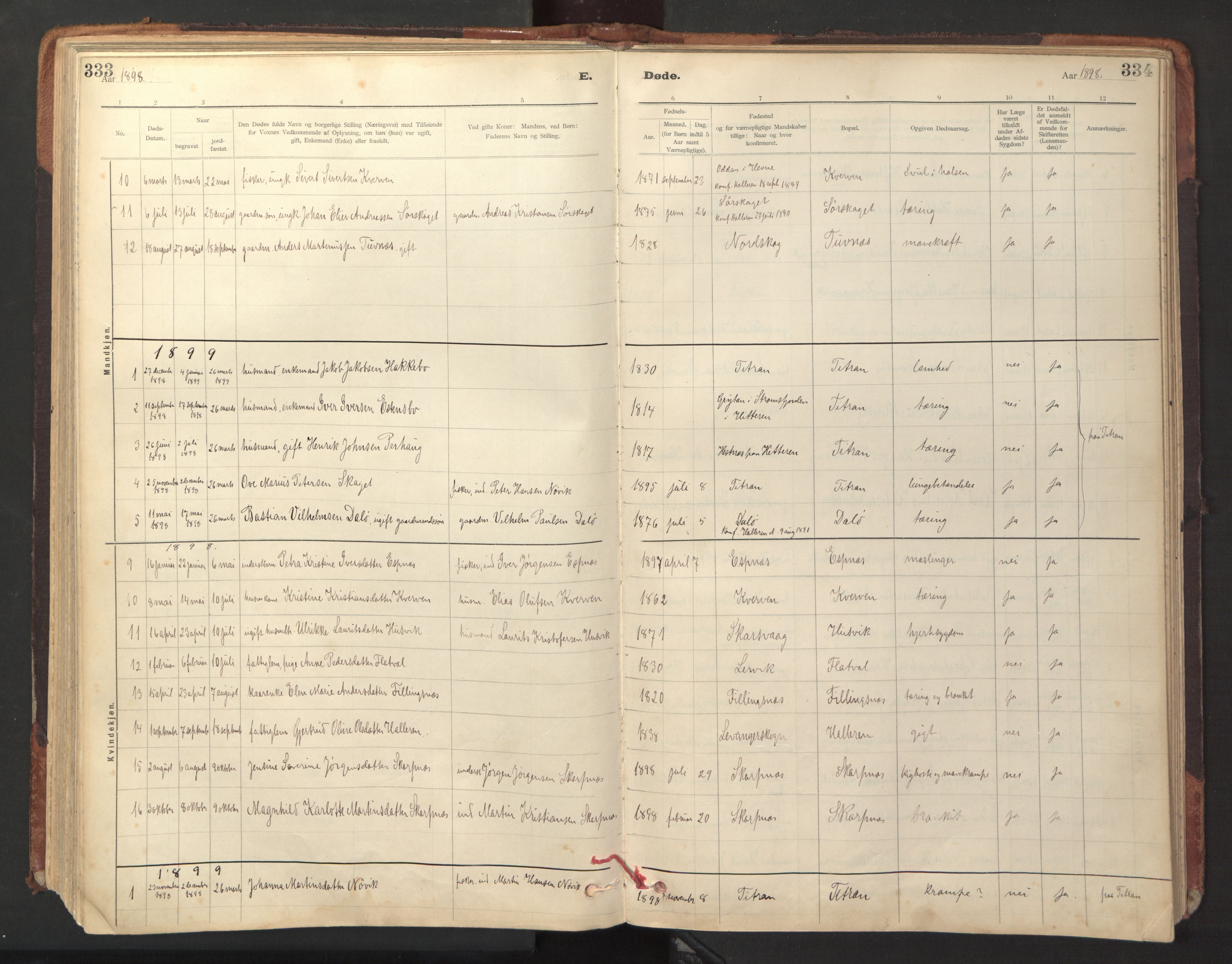 Ministerialprotokoller, klokkerbøker og fødselsregistre - Sør-Trøndelag, SAT/A-1456/641/L0596: Parish register (official) no. 641A02, 1898-1915, p. 333-334