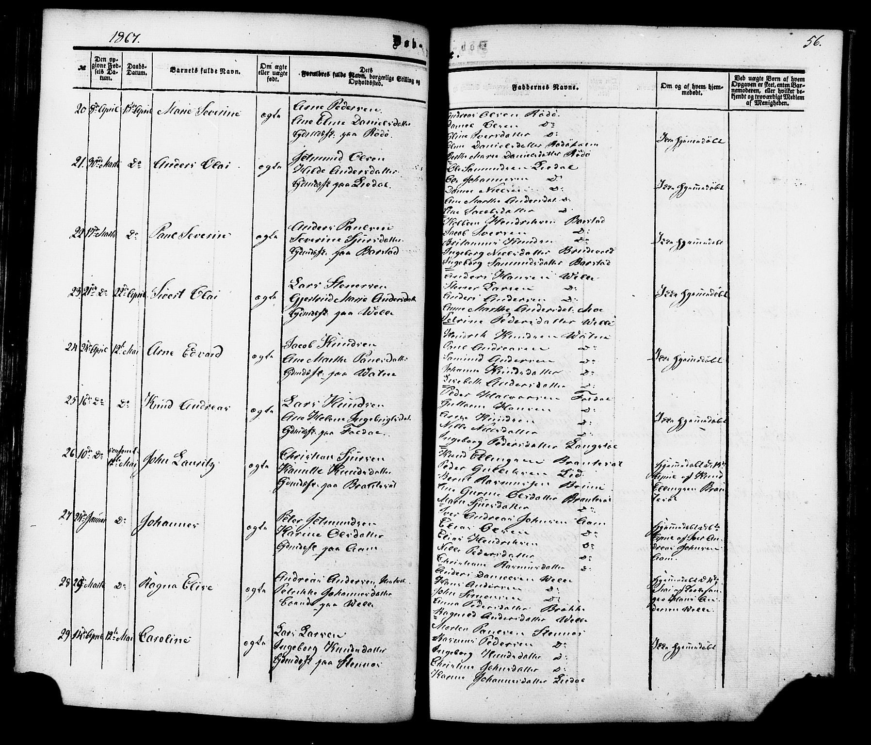 Ministerialprotokoller, klokkerbøker og fødselsregistre - Møre og Romsdal, SAT/A-1454/513/L0175: Parish register (official) no. 513A02, 1856-1877, p. 56
