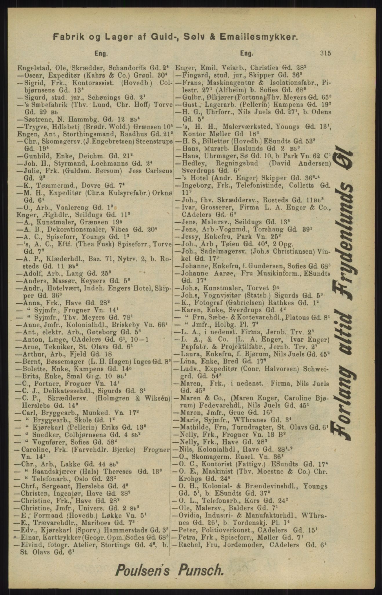 Kristiania/Oslo adressebok, PUBL/-, 1904, p. 315