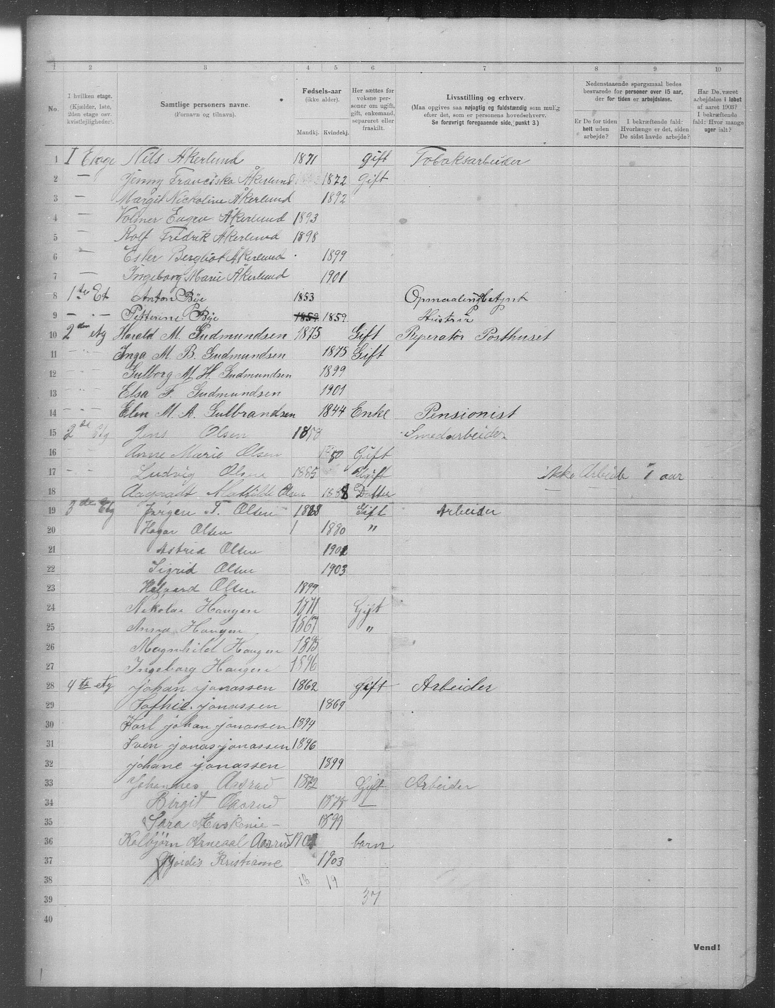 OBA, Municipal Census 1903 for Kristiania, 1903, p. 22107