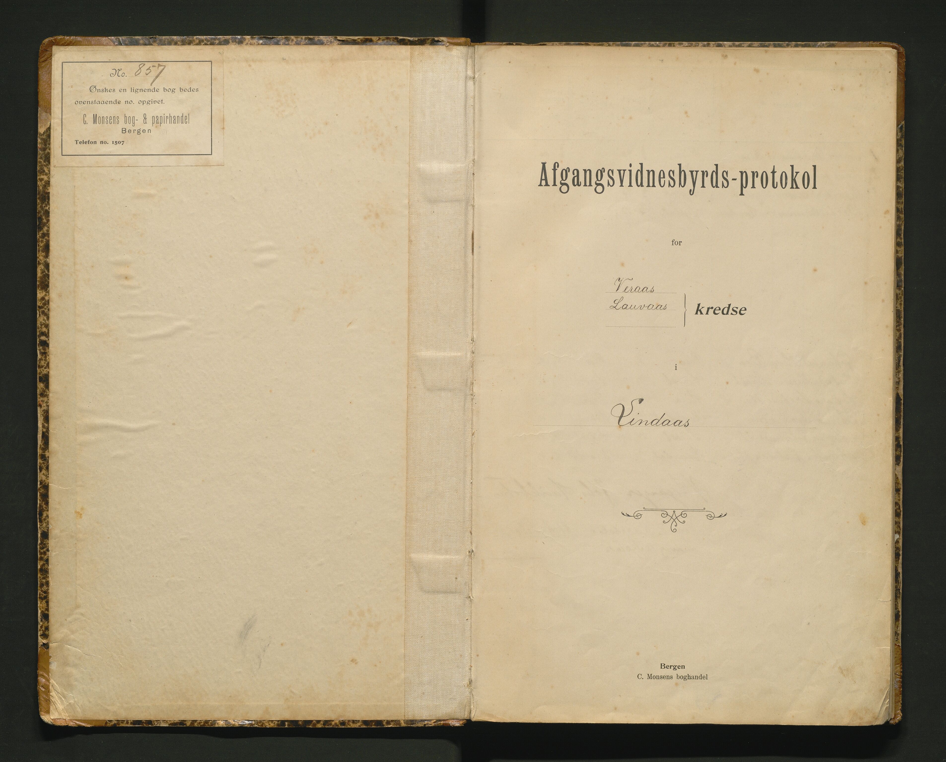 Lindås kommune. Barneskulane, IKAH/1263-231/F/Fc/L0001: Vitnemålsprotokoll for Verås og Lauvås krins, 1908-1963