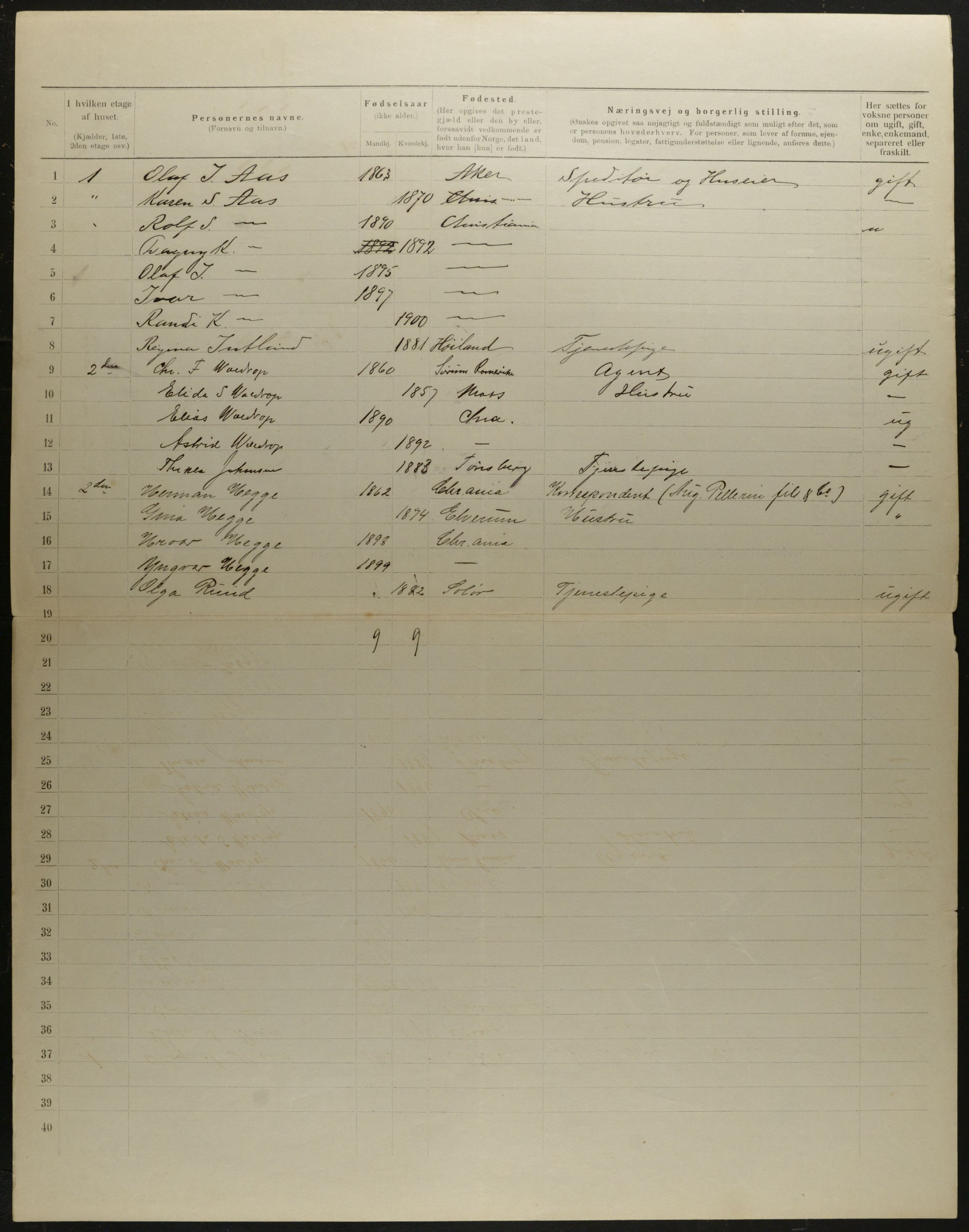 OBA, Municipal Census 1901 for Kristiania, 1901, p. 7652