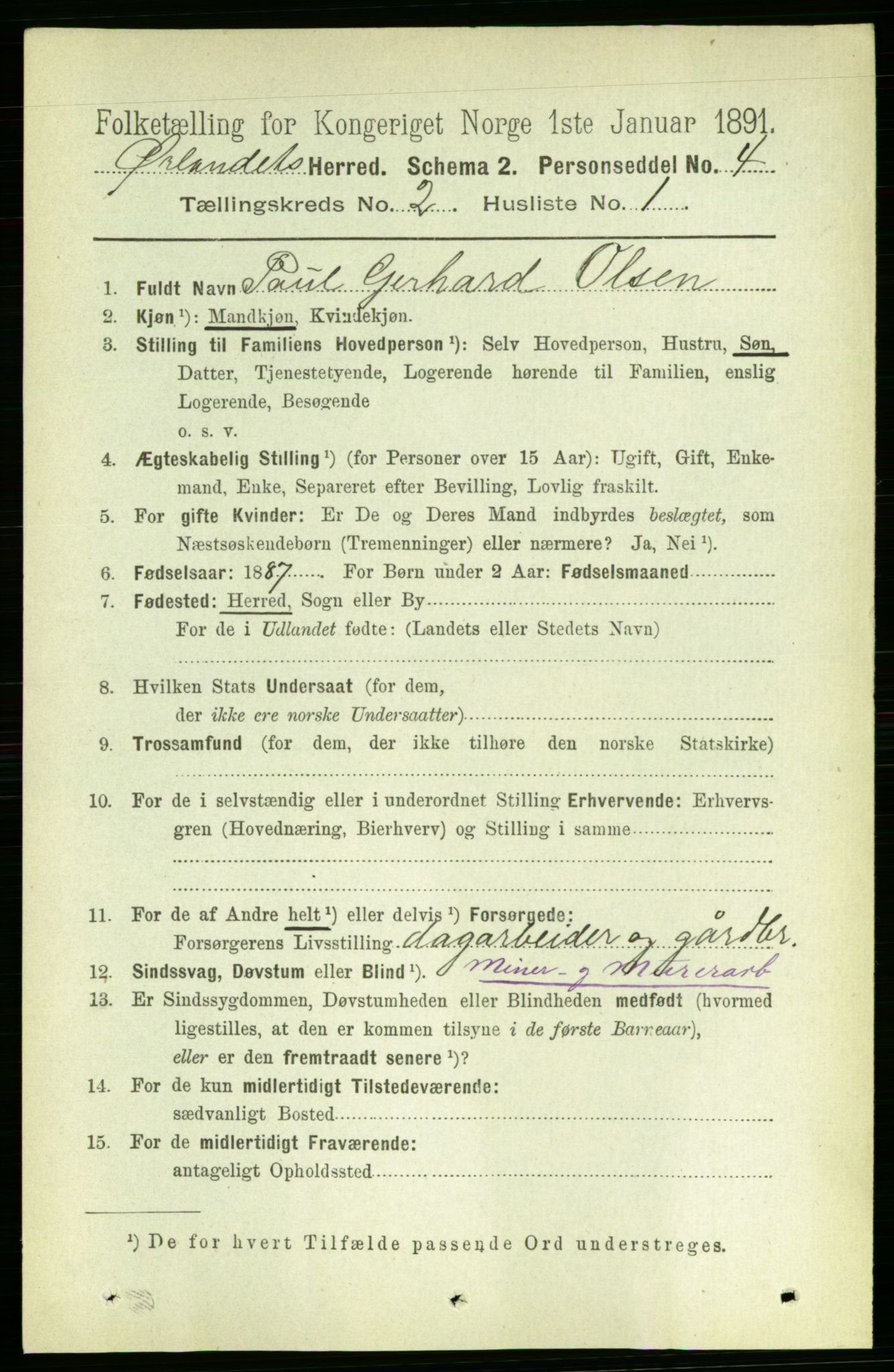 RA, 1891 census for 1621 Ørland, 1891, p. 485