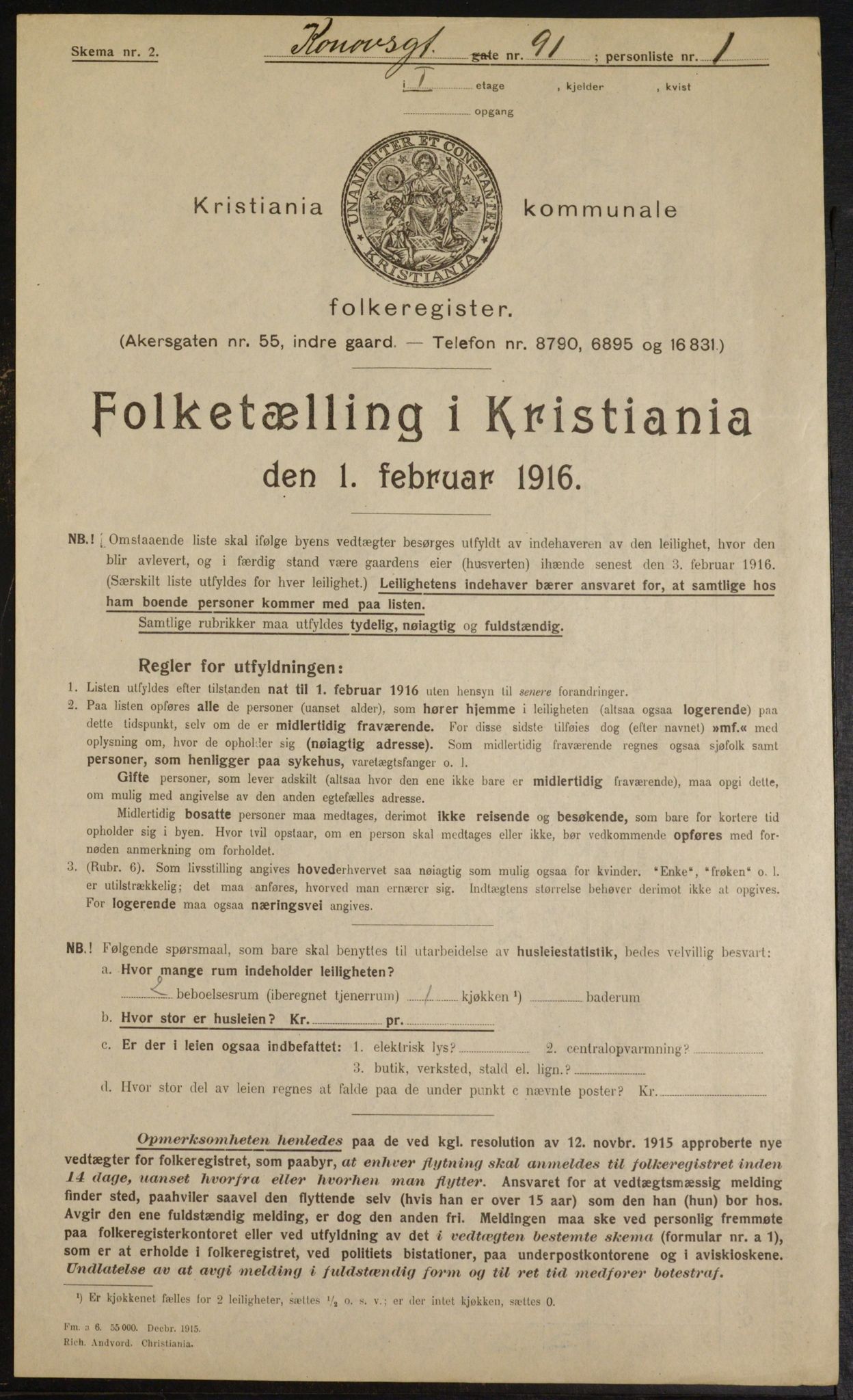 OBA, Municipal Census 1916 for Kristiania, 1916, p. 54569